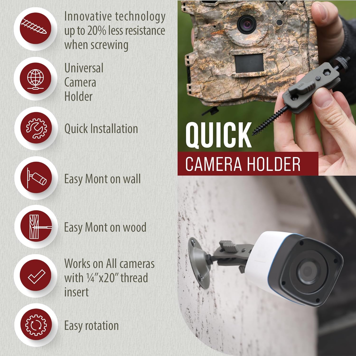 The...Cam Trail Camera Mount Kit – 6 Pack (3 Metal Mounts + 3 Straps), 360° Adjustable Tree & Wall Mount for Hunting & Security Cameras