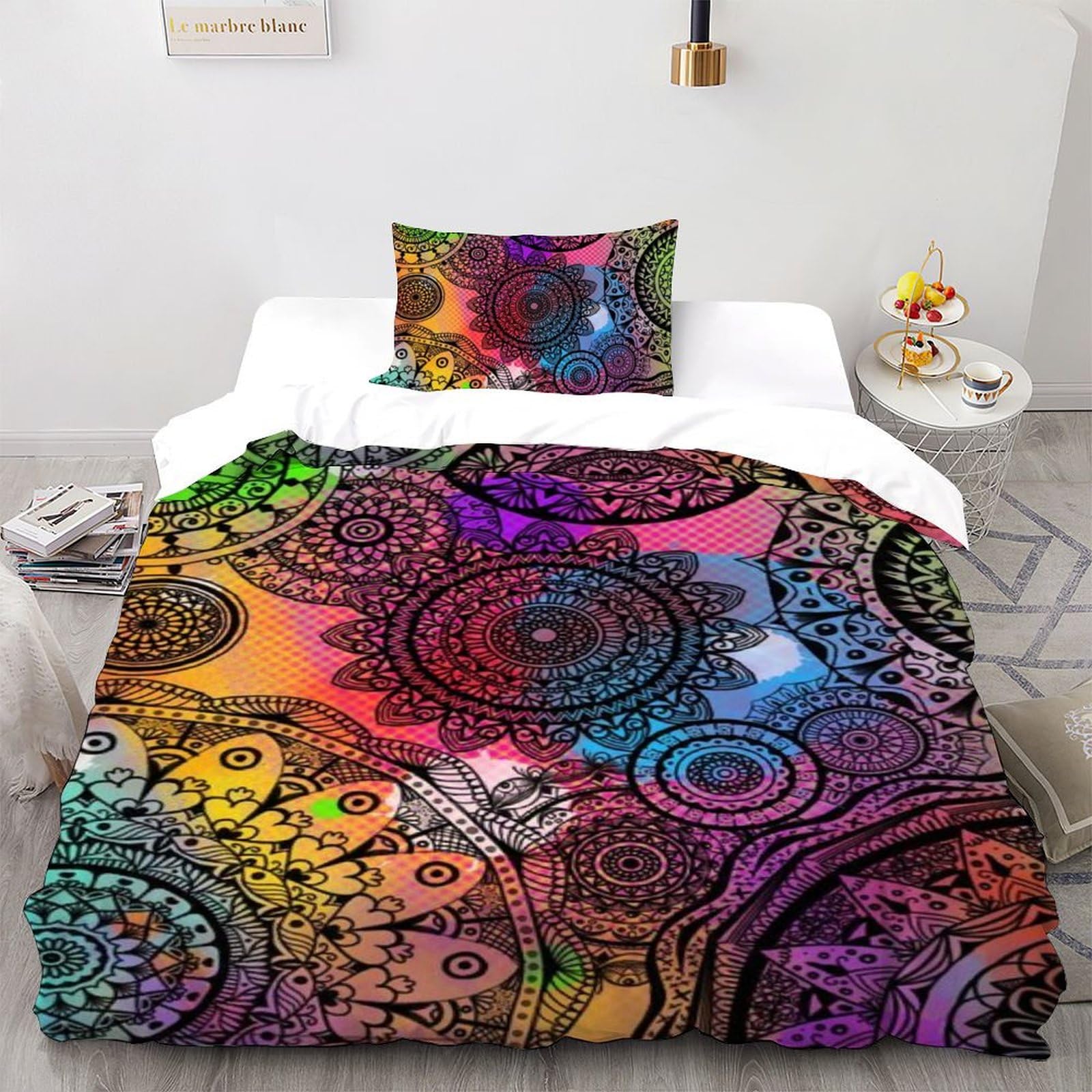 Housse de couette microfibre 135x200cm anti-pli pour un lit simple sans repassage