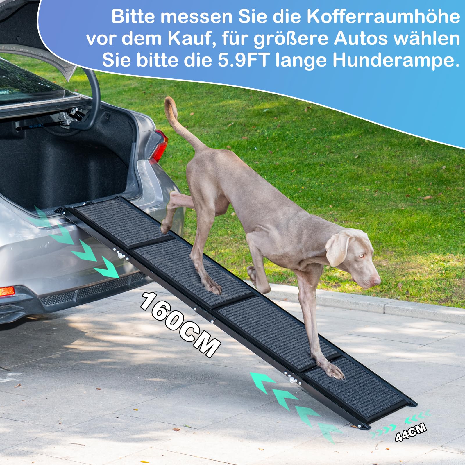 Uross Escalera para perros para coche 160 cm - Escalera plegable para perros para coche y SUV, escalera para perros de aluminio para perros grandes, escalera extensible para perros para camiones, cama