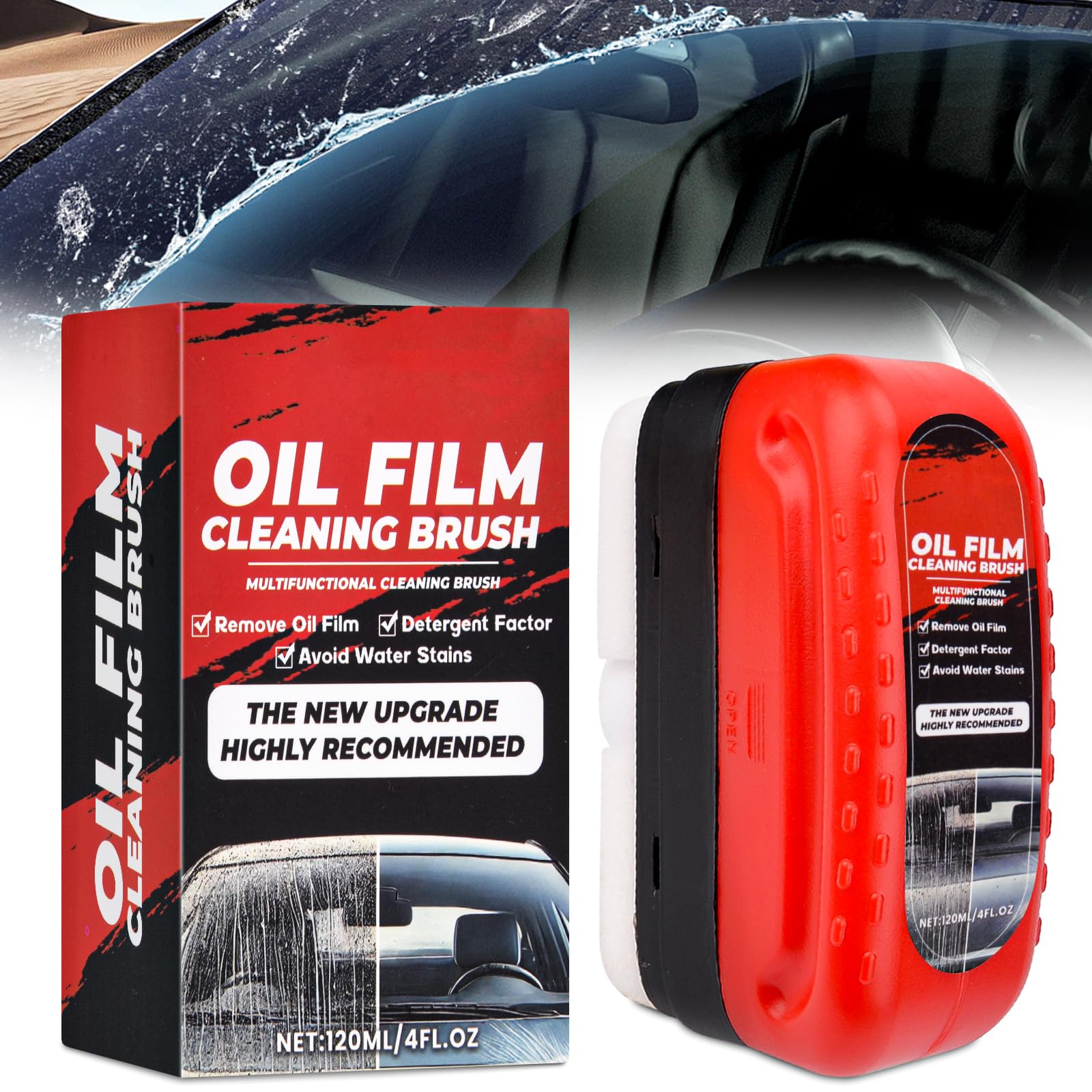 Oil-Free Car Glass Brushes, Upgrade 2.0 Clear Vision Glass Cleaner, Oil Film Cleaning Brush For Auto, Car Windshield Cleaning Brush, Improves Clarity (1