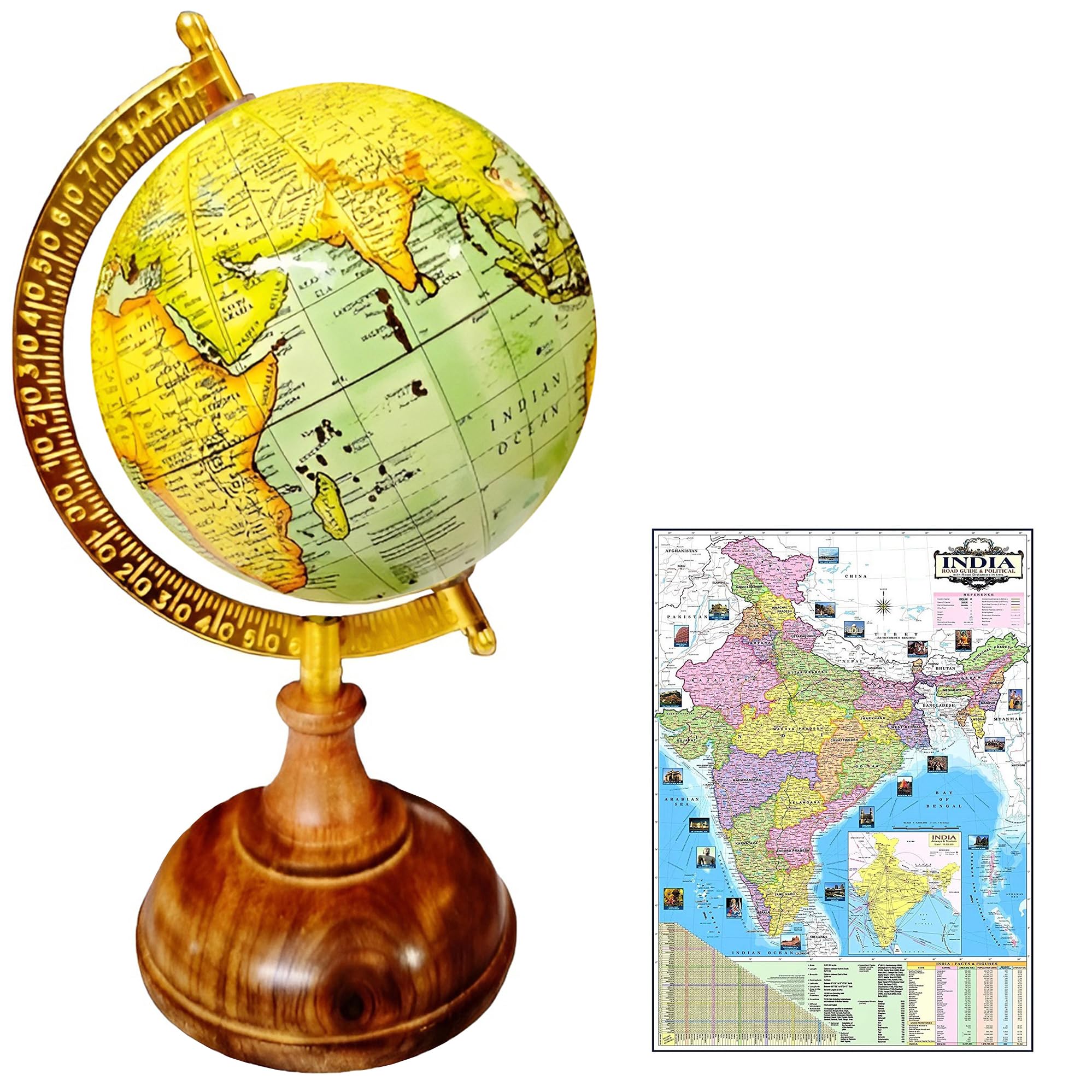 globe × 10Culture for ADAM DEPARTURES SEE WORLD - Globe 10 Inch Height, 5 Inch Diameter (Small Size