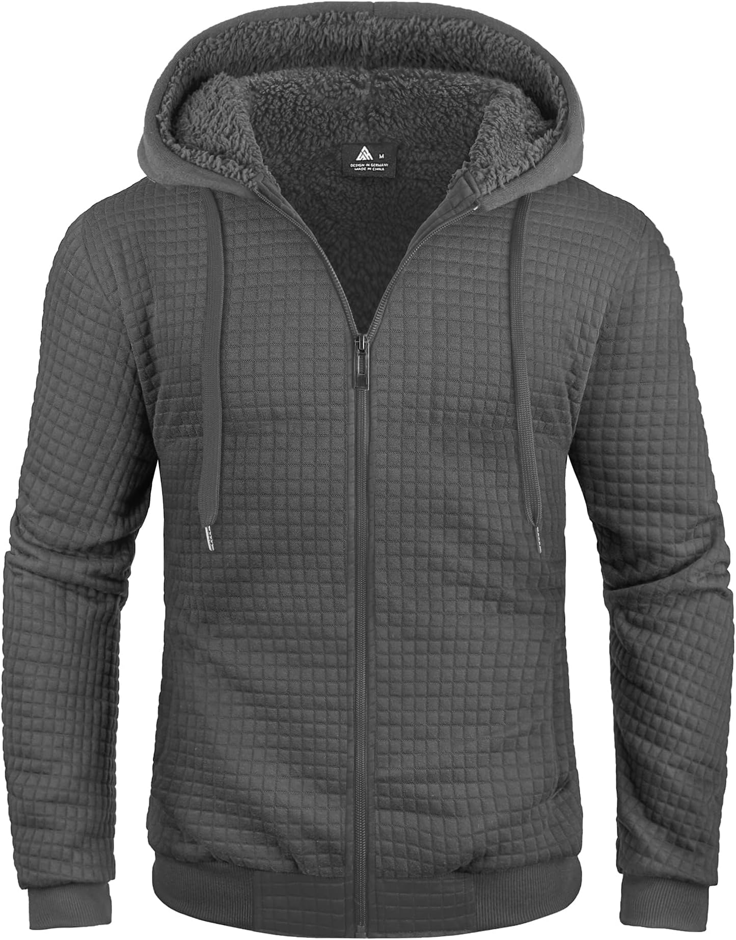 GEEK LIGHTINGMens Fleece Lined Hoodies Zip Up Waffle Knit Thicken Hooded Sweatshirts Winter Jackets