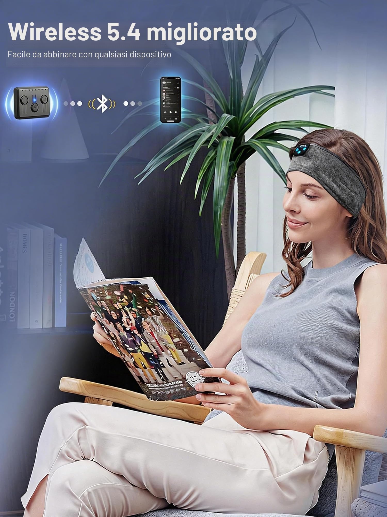 Navly Cuffie Bluetooth V5.4 con fascia per dormire, per dormire, comode cuffie per donne, per dormire e rilassarsi, idea regalo per donne e uomini