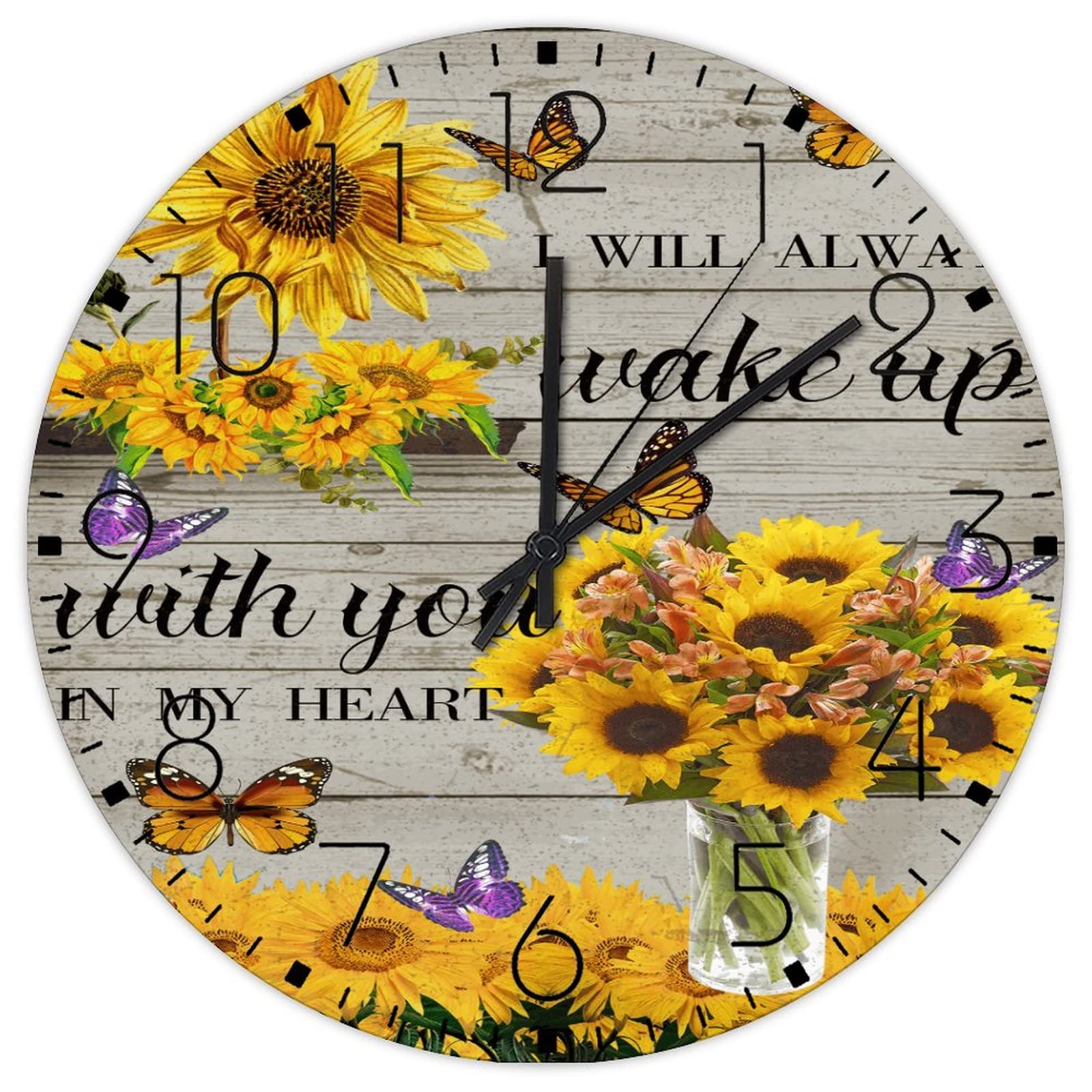 Horloge murale silencieuse avec message romantique pour embellir la maison