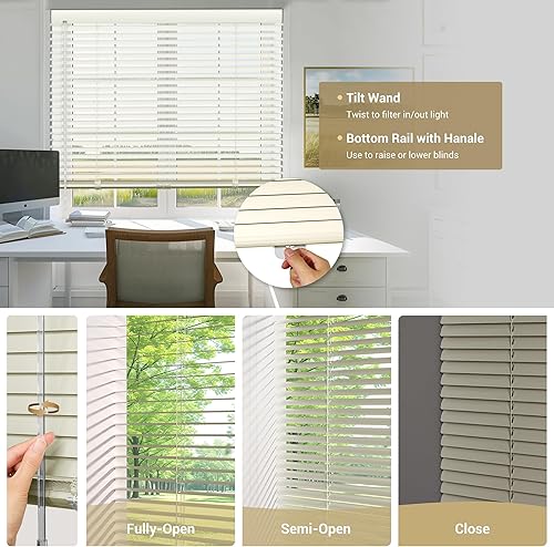 Miniatura 3 de Mini persianas de aluminio, persianas de ventana sin cordones de 1 pulgada, persianas horizontales personalizadas, para oscurecer la habitación,