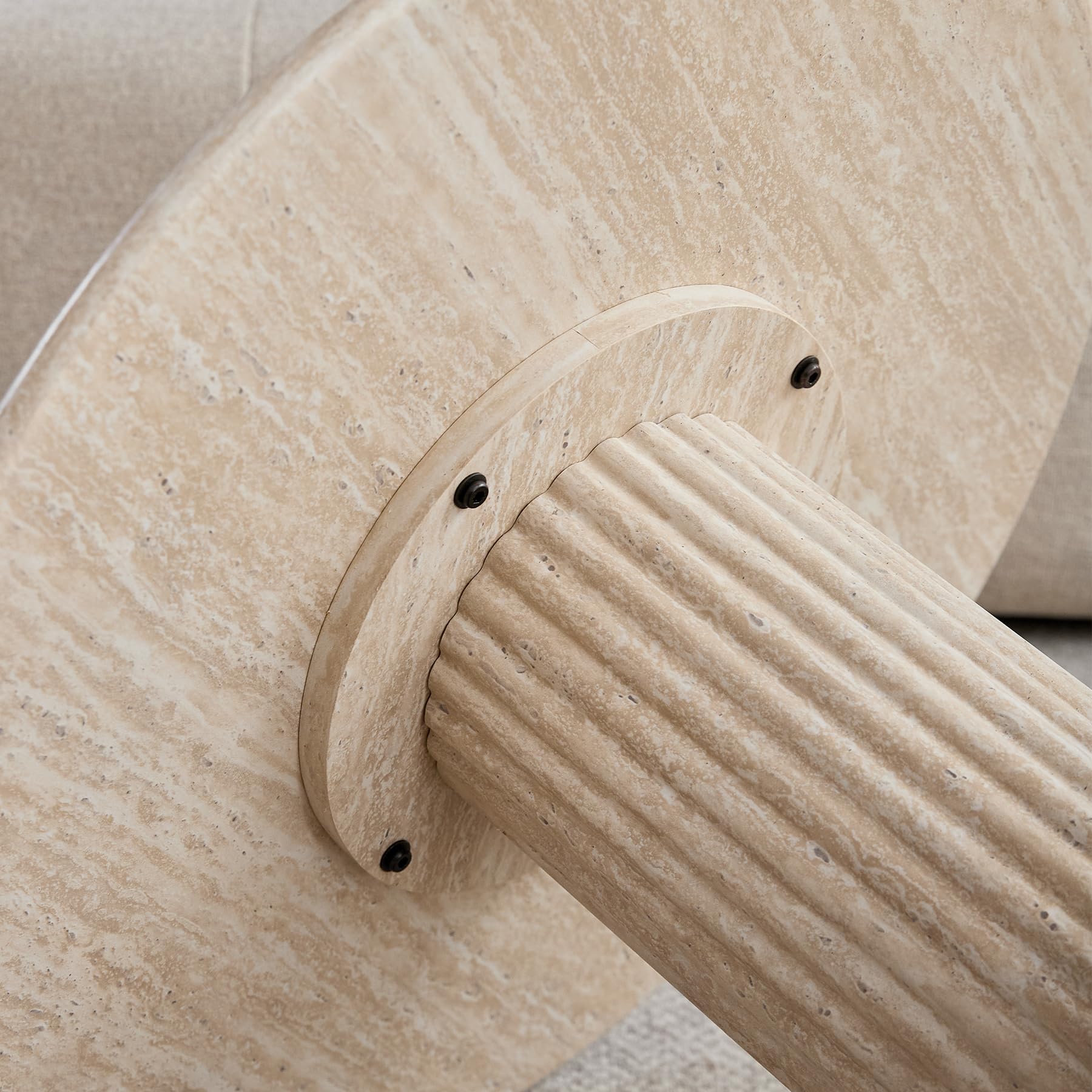 Stücke Beistelltisch 2er Set,Couchtisch rund Set,Couchtisch Moderner, Gelbem Travertin,Kaffeetisch mit römischer Säulenbasis für Wohnzimmer, Balkon, Schlafzimmer