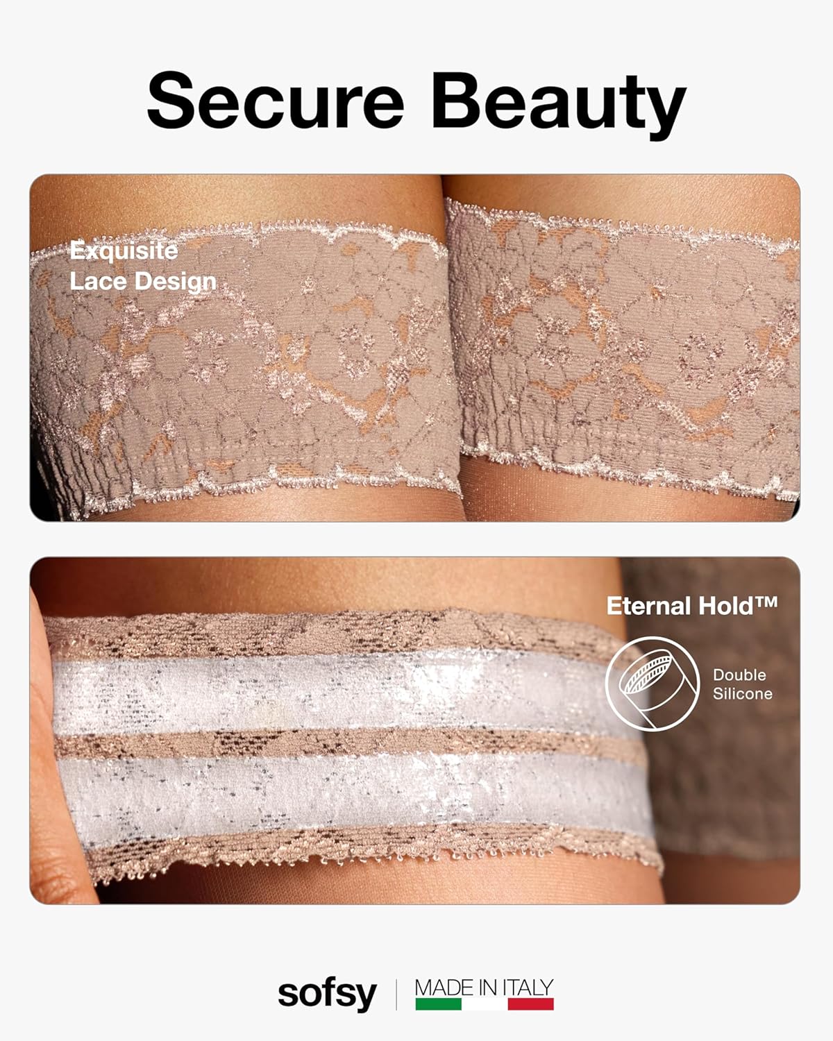 sofsy Silky-Soft Stay Up Thigh Highs for Women - Italian Sheer Stockings with Anti-Slip Lace Top & Reinforced Toes - Image 4