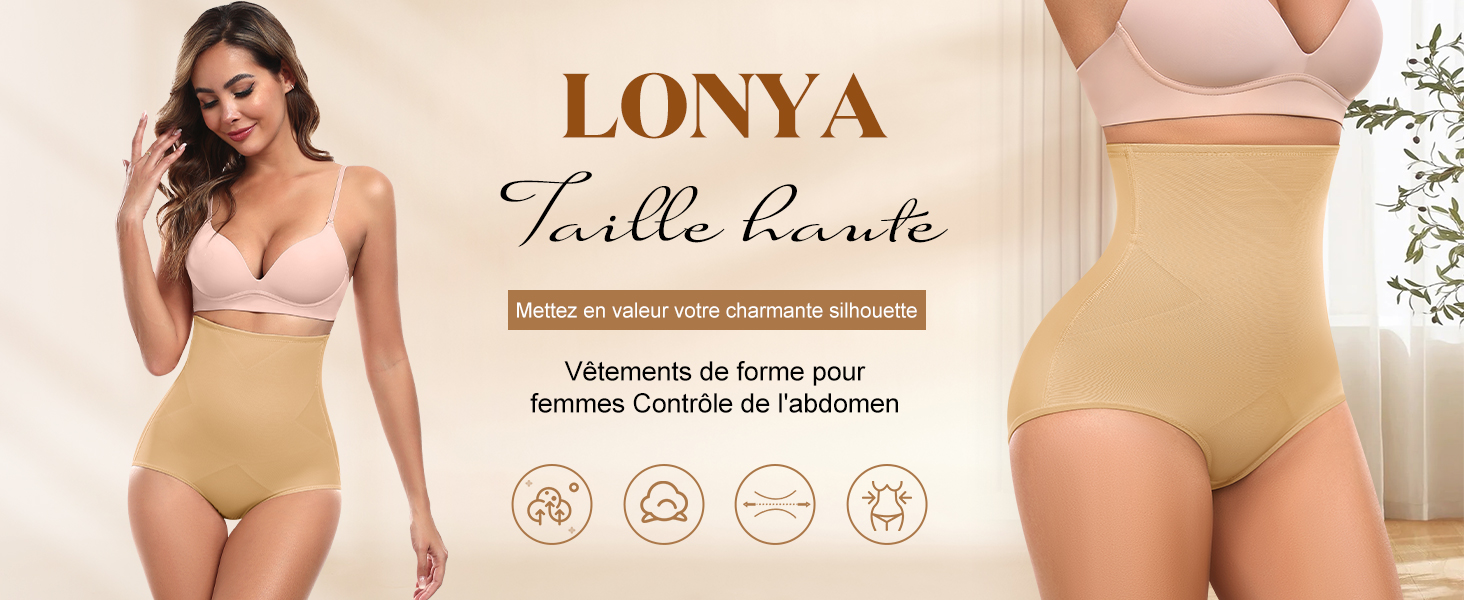 Gaine Ventre Plat Lonya - Taille Haute Invisible - String Sculptant - Nylon/Élasthanne - Pour Femme Gaine Amincissante Gaine Ventre Plat Lonya - Taille Haute Invisible - String Sculptant - Nylon/Élasthanne - Pour Femme Gaine Amincissante