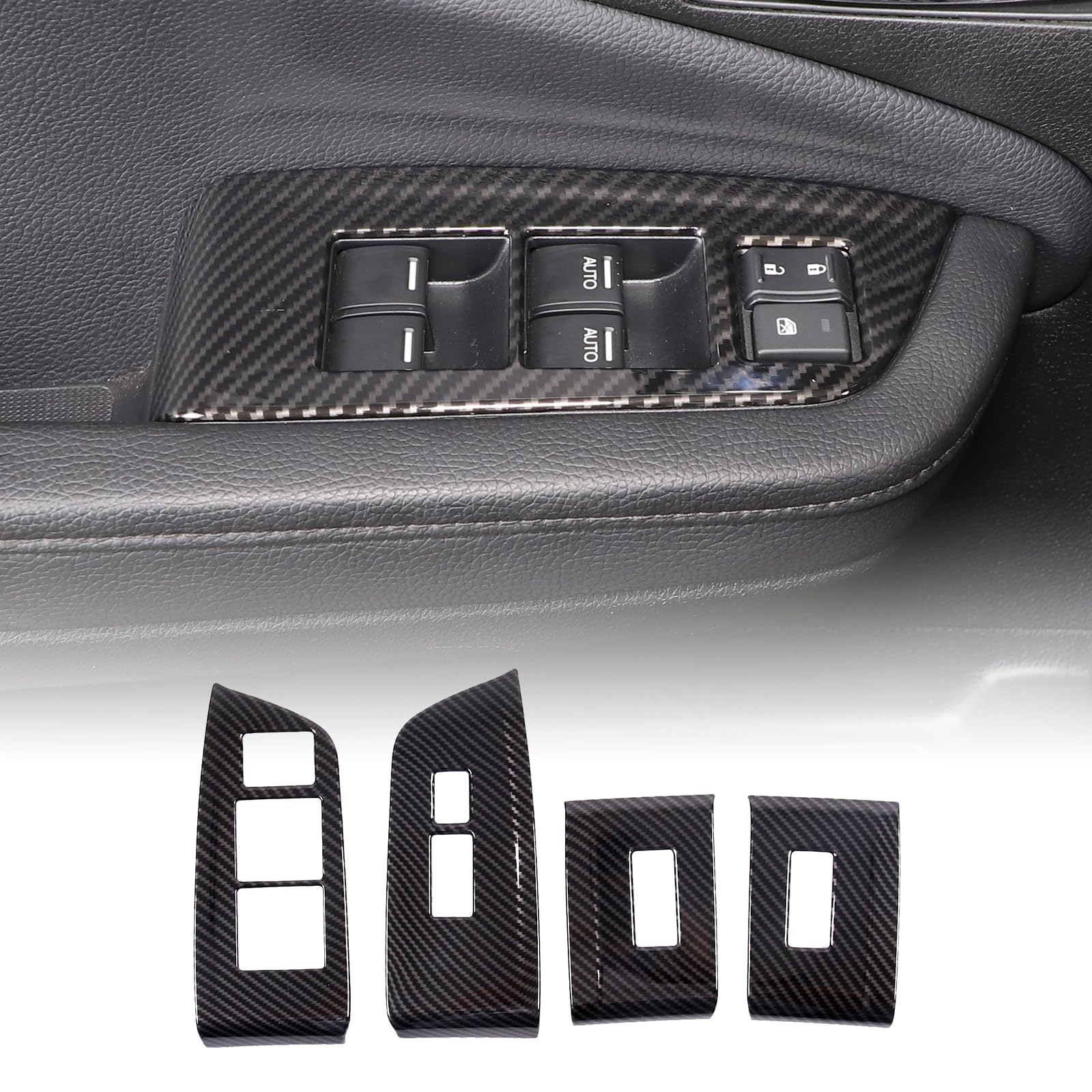 4PCS Window Lift Switch Panel Frame Cover Trim for Honda Pilot 2016-2022 Passport 2019-2023 ABS Material Car Door