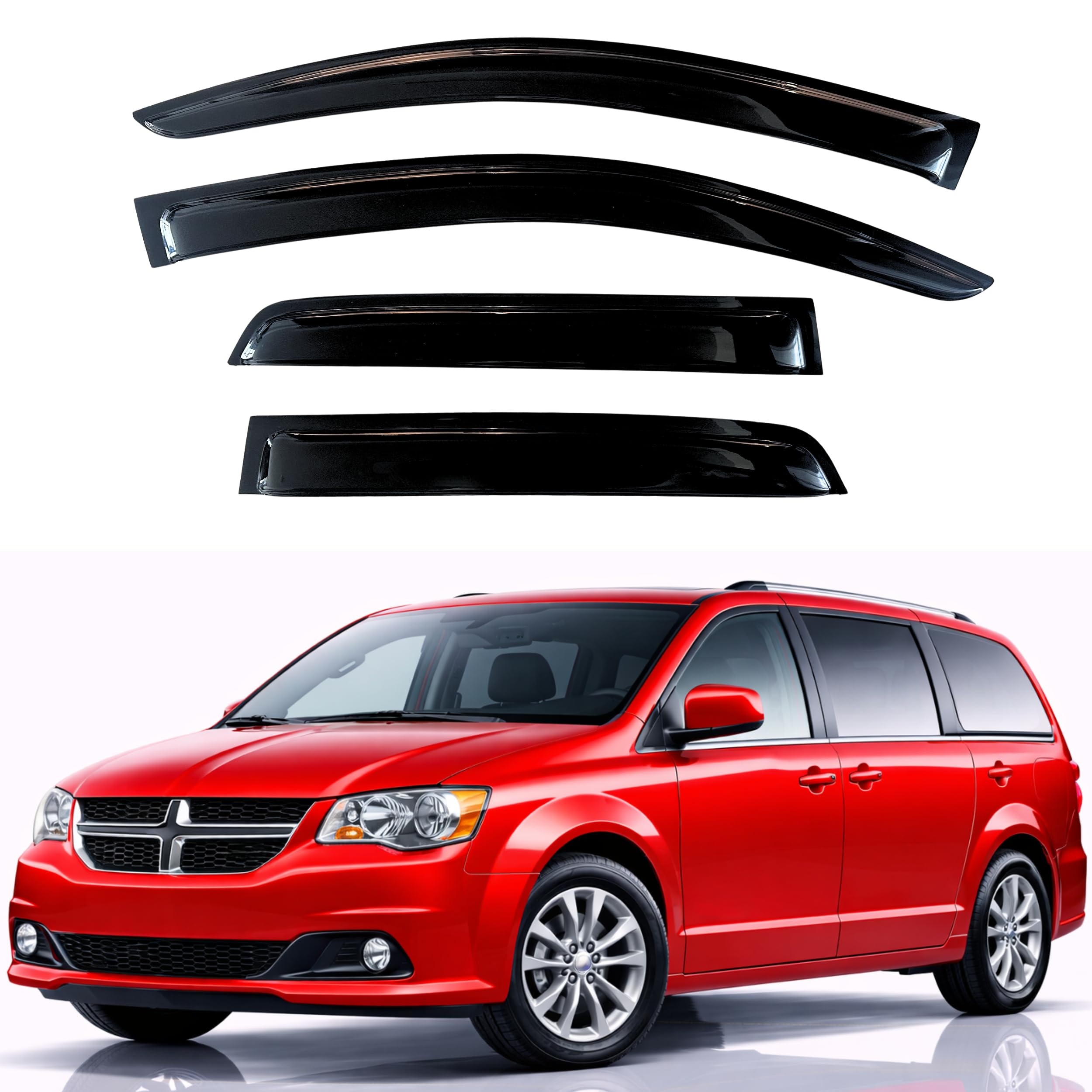 KPY Rain Guards Fit for 2008-2020 Dodge Grand Caravan, Out-Channel Window Visors Vent Wind Deflectors 4PC, Car Accessories for 2008-2016 Chrysler Town Country, 2009-2012 Volkswagen (VW) Routan