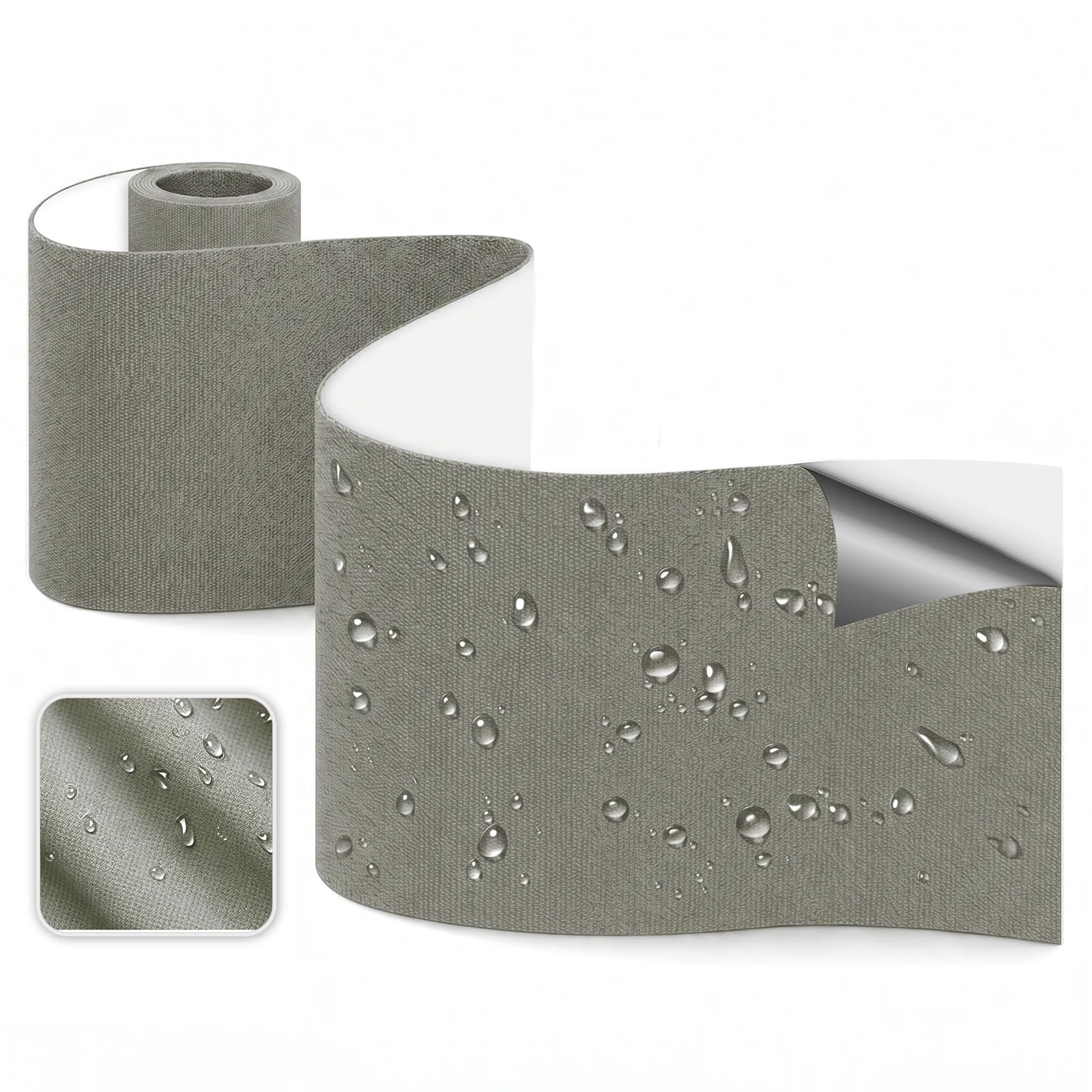 Skystuff Self-Adhesive Canvas Repair Tape, Heavy Duty Waterproof Fabric Repair Patches for Sofa, Chair, Awning, Tent, Clothes, Camping Outdoor Gear, Instant Strong Fix, 10x160cm, Grey