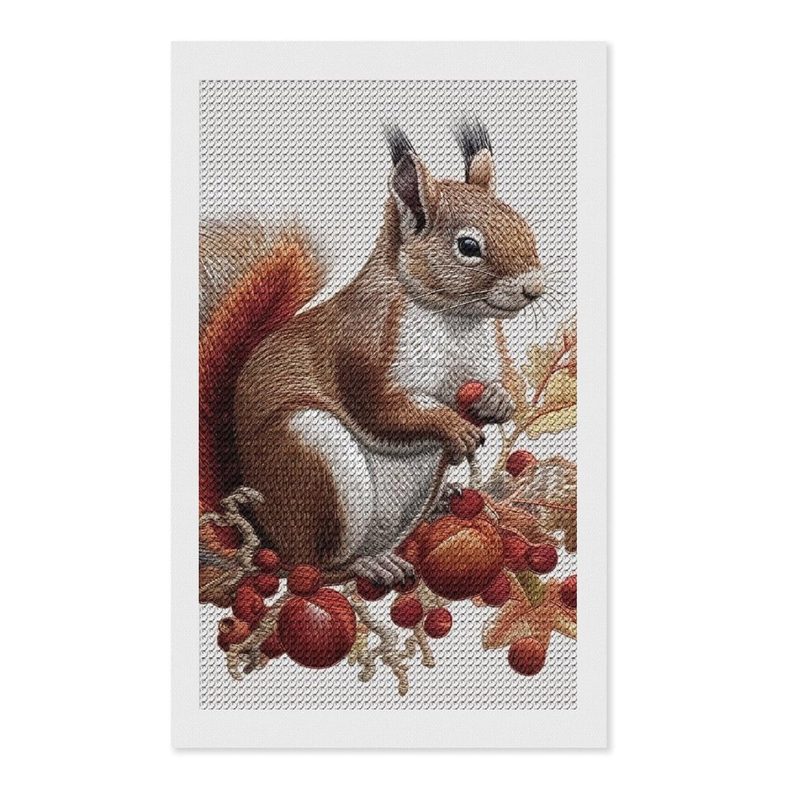 Leaves and Squirrel Diamond Art Kits for Adults, DIY 5D Diamonds Painting Kits for Beginner, Round Full Drill Diamond Dots Painting, Diamonds Pictures Gem Art and Crafts Wall Decor 12"x20"