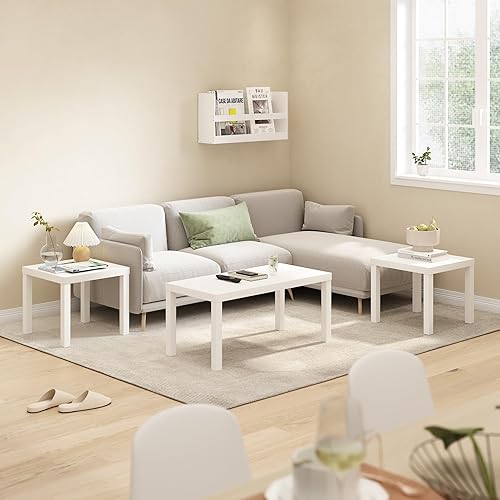 Miniatura 8 de Furinno Classic Homey - Mesa auxiliar cuadrada, color blanco