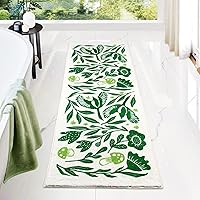 Vista 14 de SHIYUE Alfombras verdes de baño, tapetes de piso de microfibra suaves y esponjosos para baño, antideslizantes e impermeables en el reverso, tapete