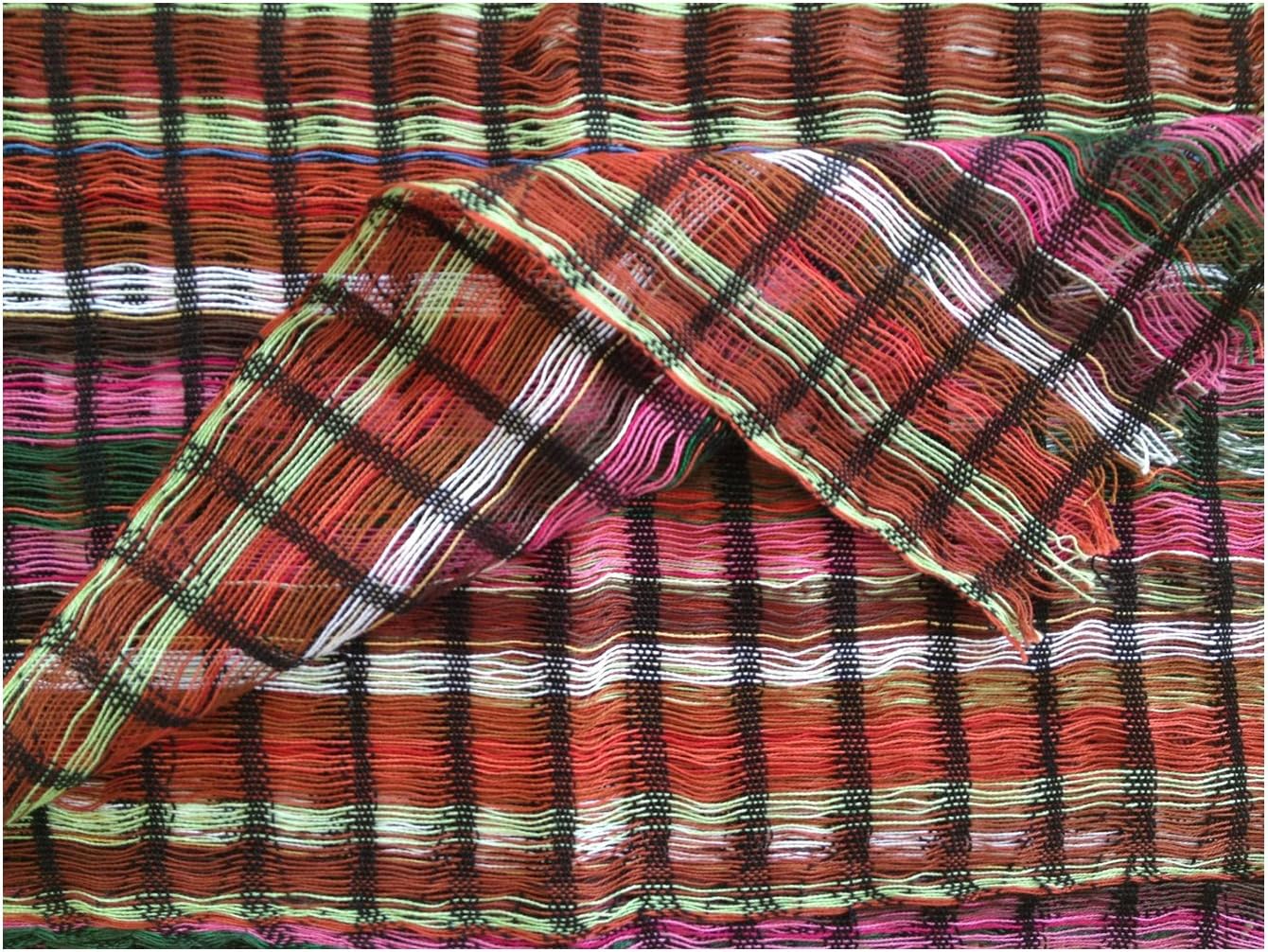 Inspirit Arts Sheer Earthtone,handwoven Lightweight Cotton, Net Weave, Head Wraps Hair Scarf Brown-multi