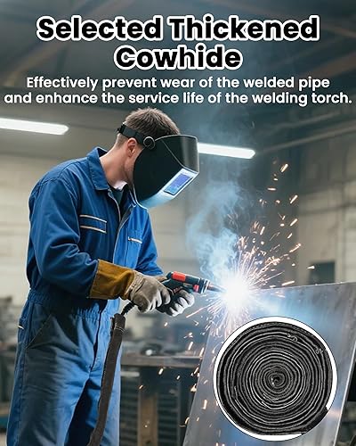 Miniatura 5 de TIG - Funda para cable de soldadura de cuero resistente al fuego con costuras de Kevlar, fundas de cable MIGplasma marrón, 137 pulgadas