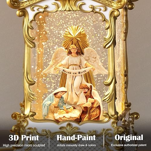 Miniatura 2 de Nativity - Linterna de globo de nieve con forma de ángel de Navidad, decoración de Navidad iluminada para interiores para el hogar con temporizador