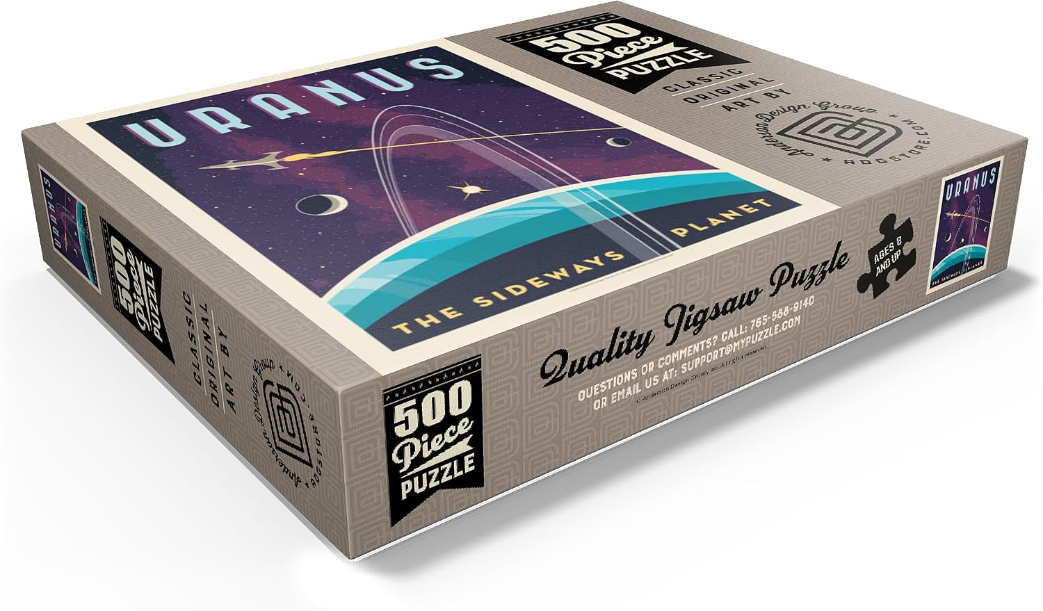 MyPuzzle Uranus: The Sideways Planet, Vintage Poster - Premium 500 Piece Jigsaw Puzzle for Adults
