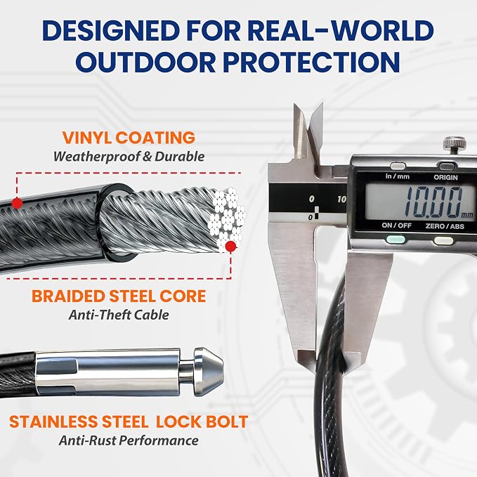 WARLION Candado Cable Ajustable Resistente 4ft x 3/8" miniatura 7