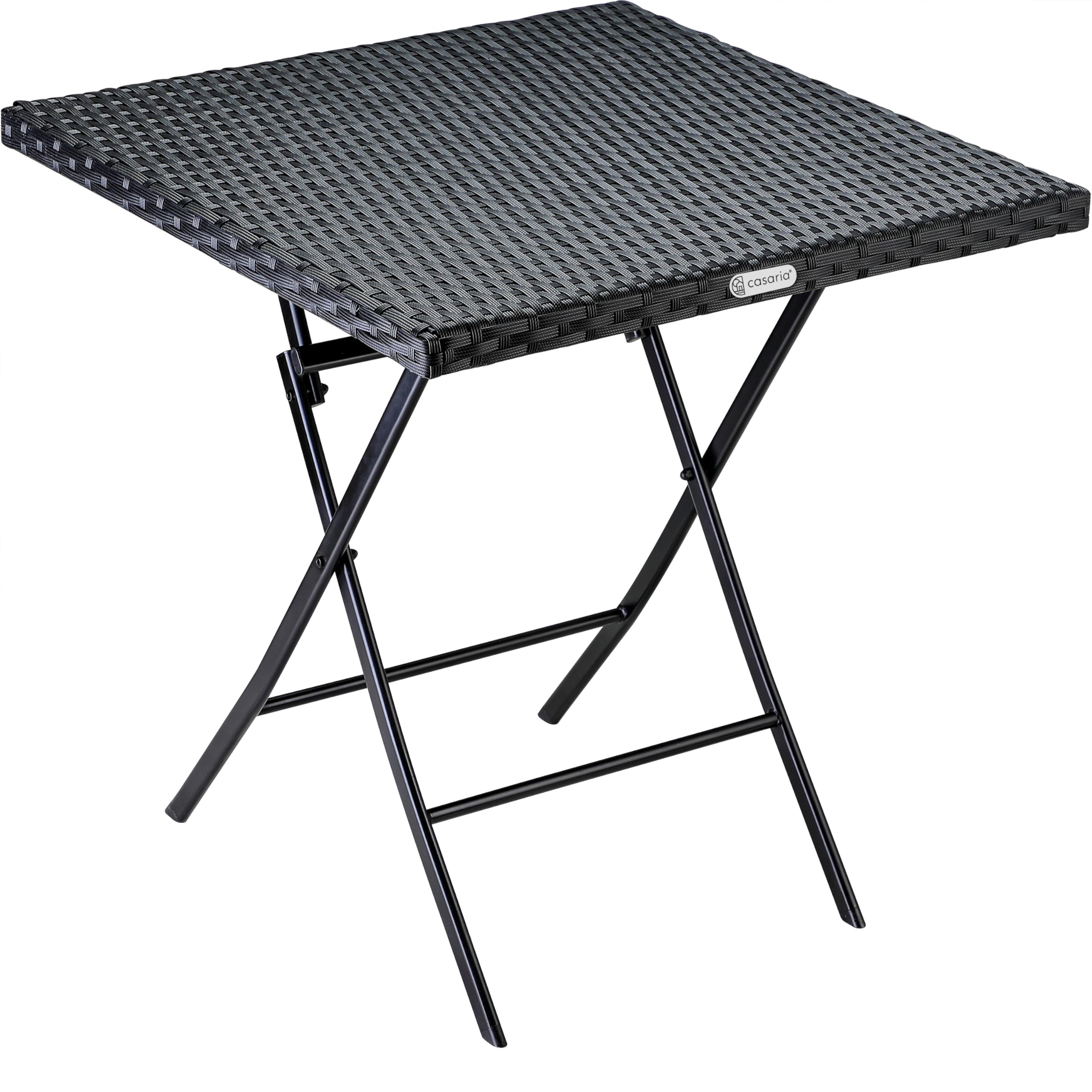 CASARIA® Mesa Plegable Jardín Poliratán Acero Ligera Intemperie 65x65x75cm Soporta 60Kg Camping