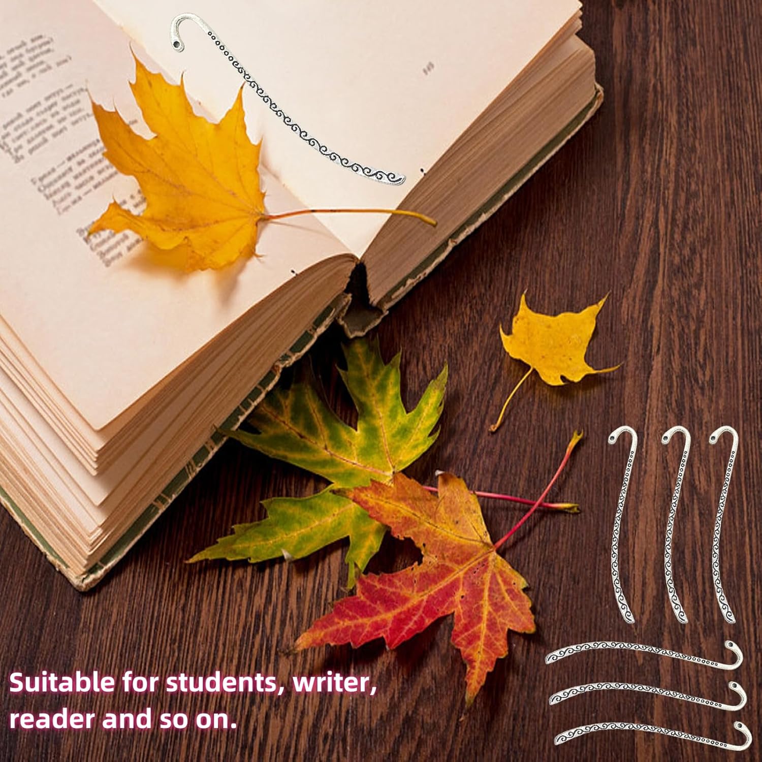 Generic 30 Pack Metal Bookmark - Silver Metal Bookmark Hairpin Hook Carved Antique Vintage with Loop Metal Book Markers Embossed Bookmarks, Jewelry Making Charms - Image 4