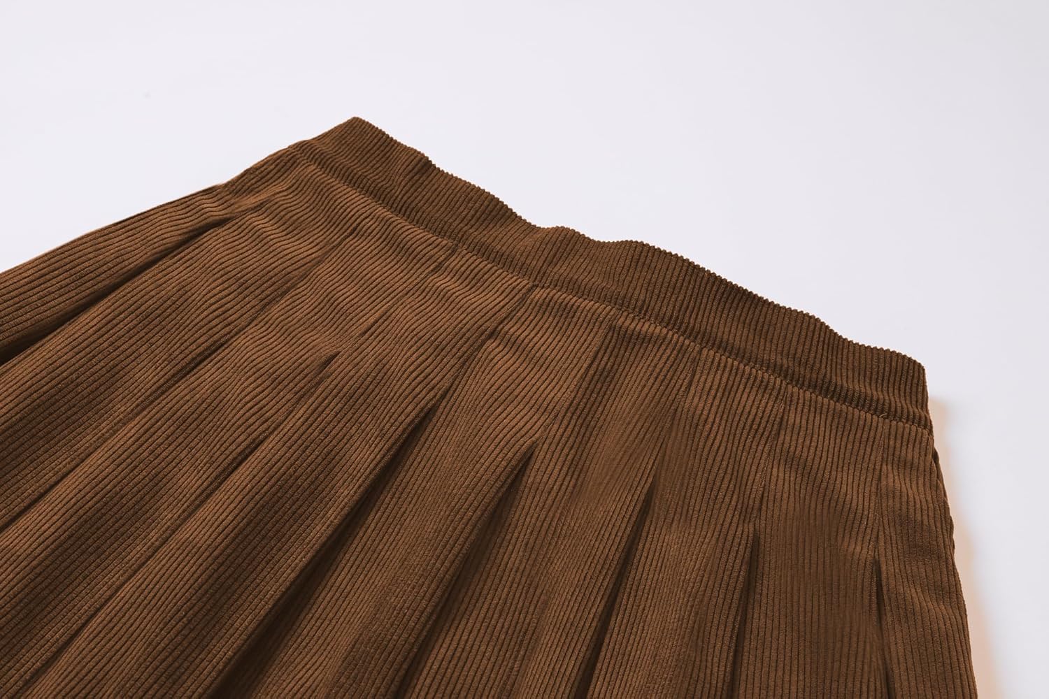 SANGTREE Women Corduroy Pleated Skirts High Waist Winter with Comfy Casual Elastic Band Without Shorts - Image 5