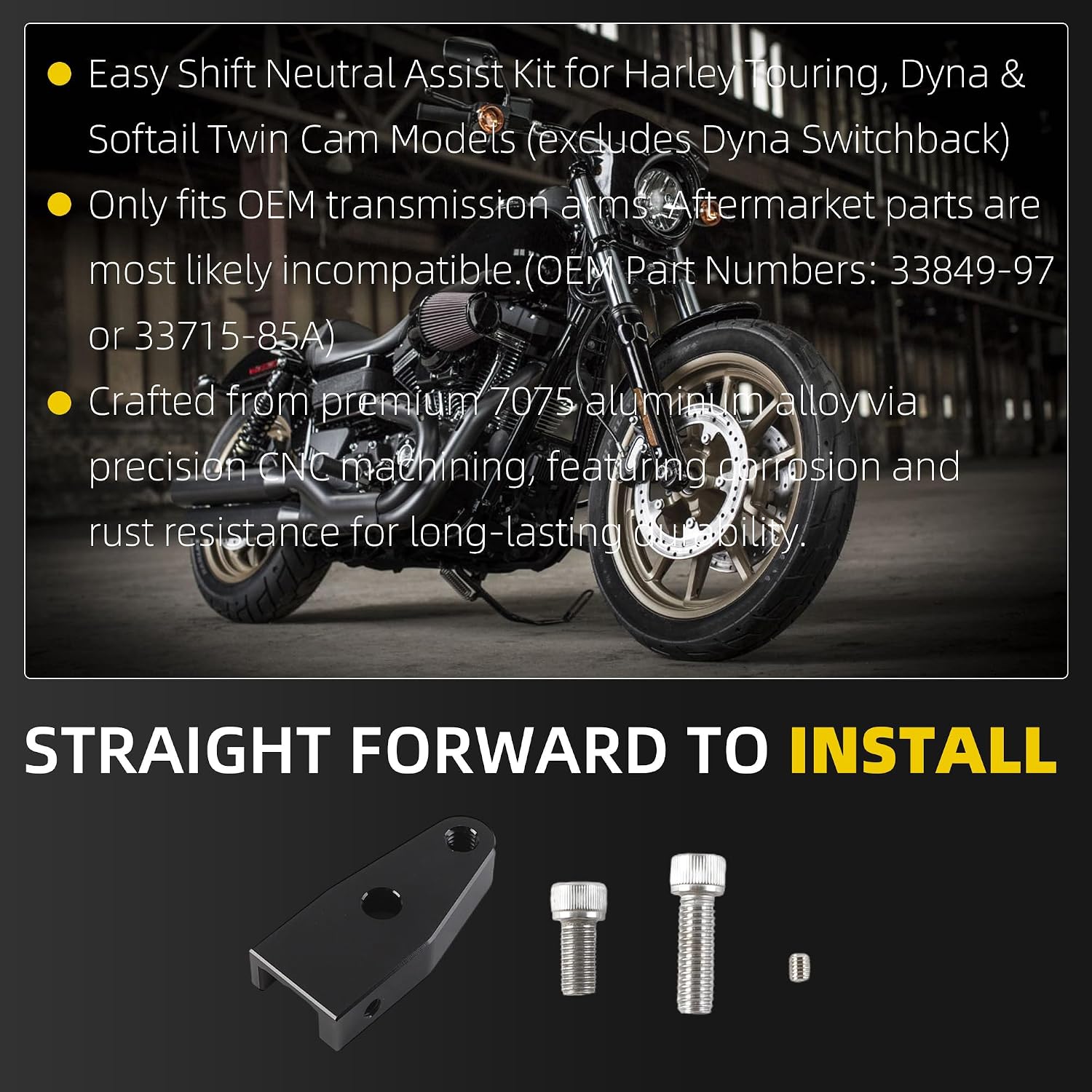 Dasbecan Twin Cam EZ Shift Motorcycle Neutral Gear Assist Kit Compatible with 1999-2017 Harley-Davidson Dyna (FXD) Softail (FXS, FLS) Touring (FLHX, FLHT, FLTR, FLHR) Replace# 33849-97 33715-85A