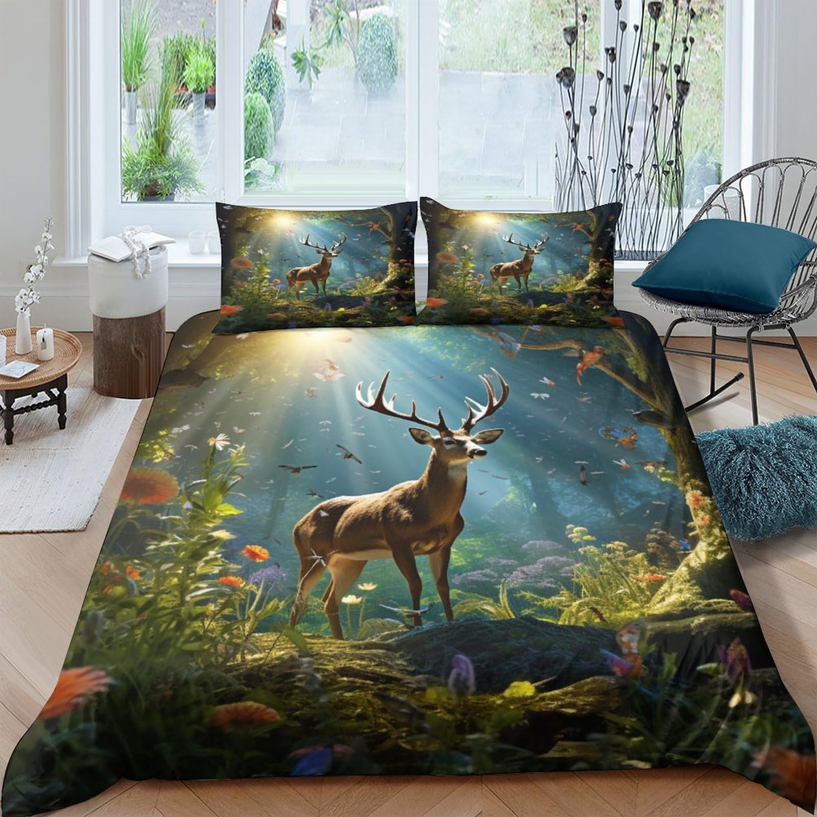 Parure de lit pour enfants et jeunes Elk Douillet 3D fantaisie pour chambre King Size 220x240