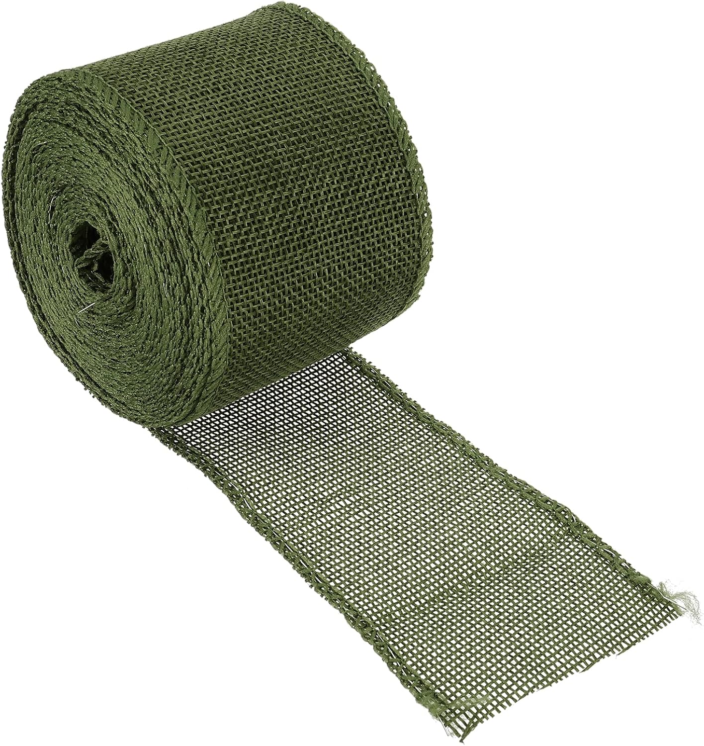 PATIKIL 2.36 Inch Wide 5.47 Yards Burlap Fabric Ribbon, 1 Pack Wired Jute Crafts Roll for Party Home DIY Wrapping Decoration Green