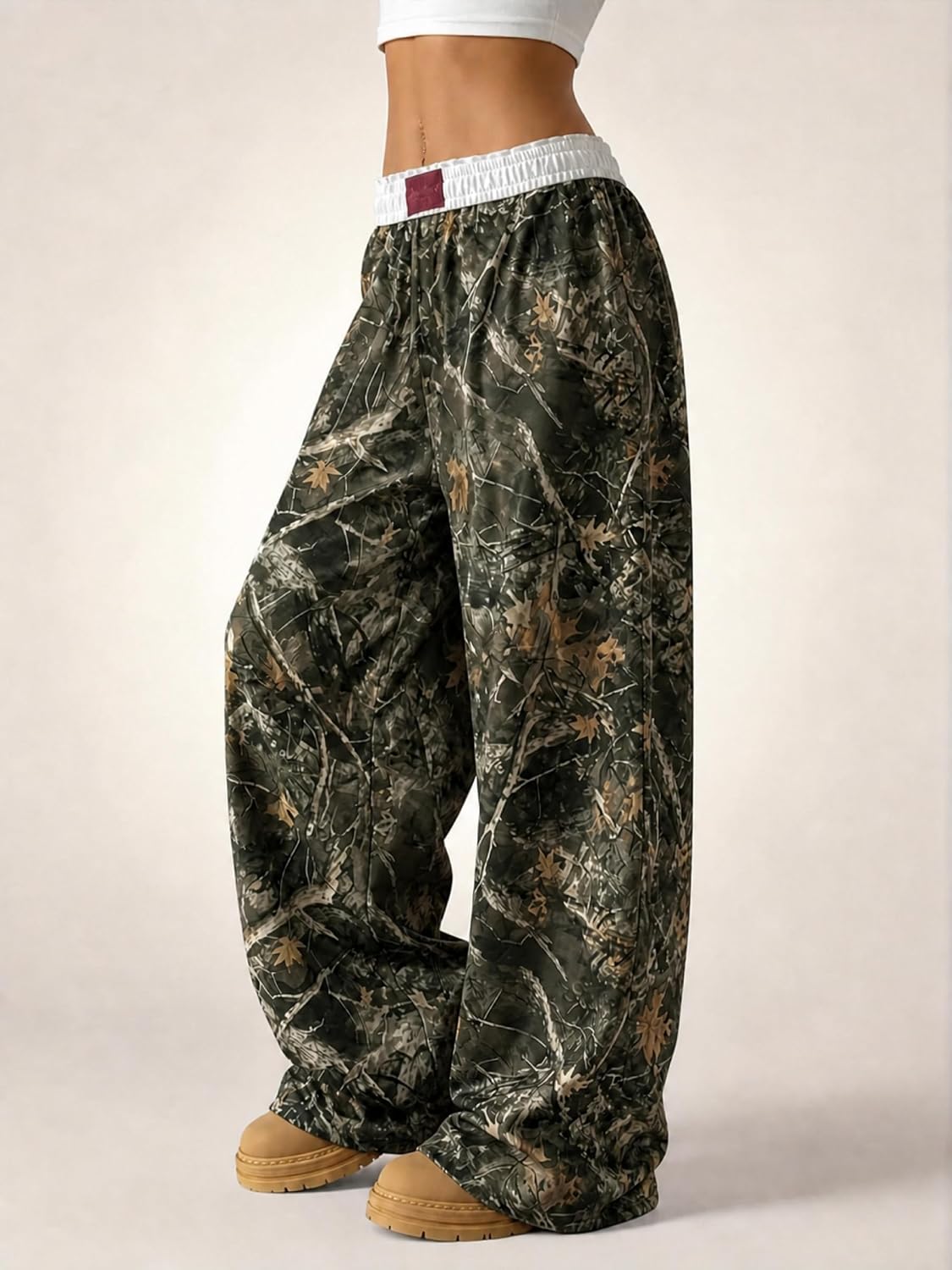 Women's Camouflage Print Wide Leg Sweatpants High Waisted Baggy Lounge