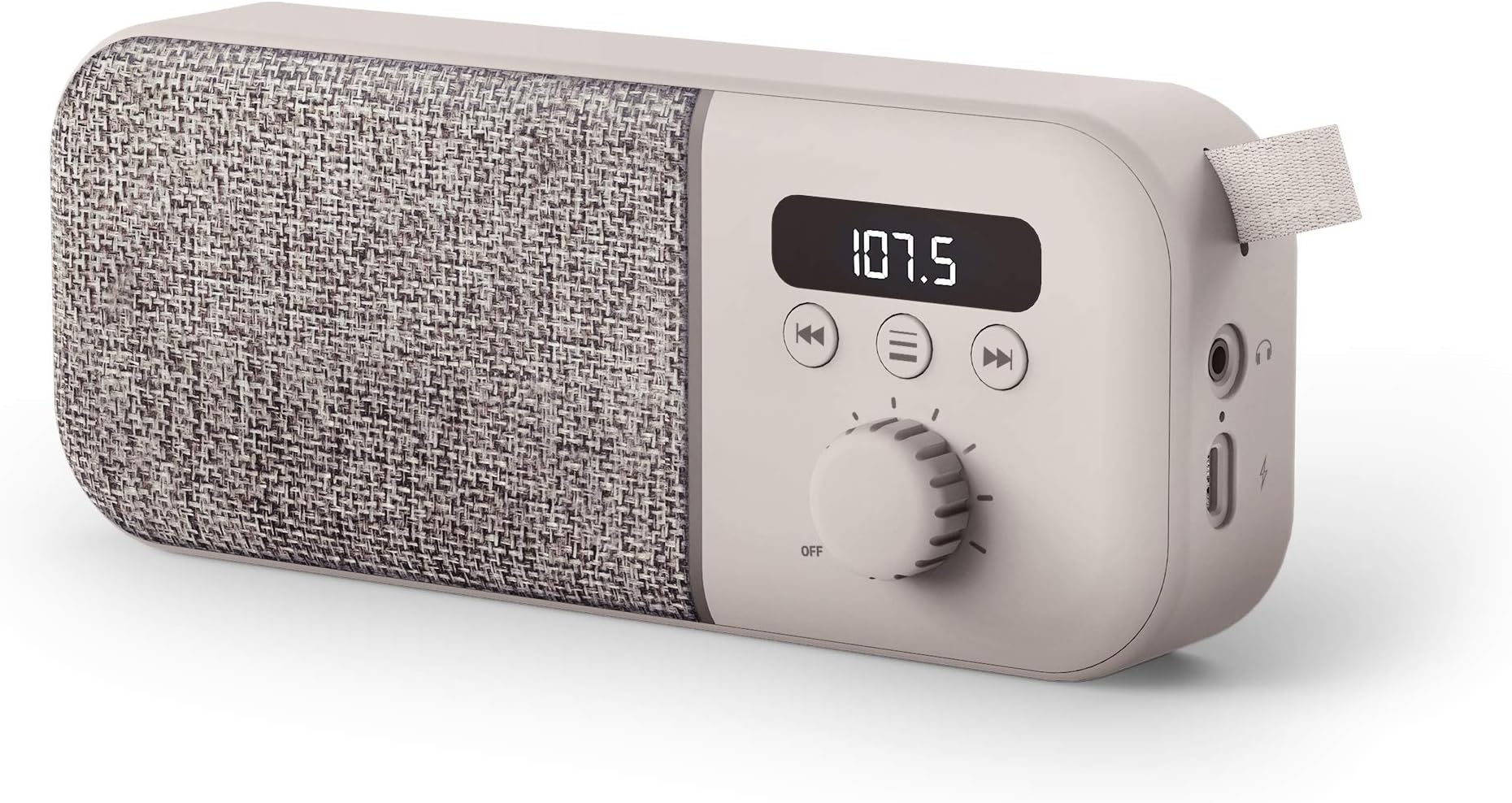 Fabric Box Radio Cream (FM Radio, 1200 mAh Battery, 3 W, PLL Tuner, Audio-out)