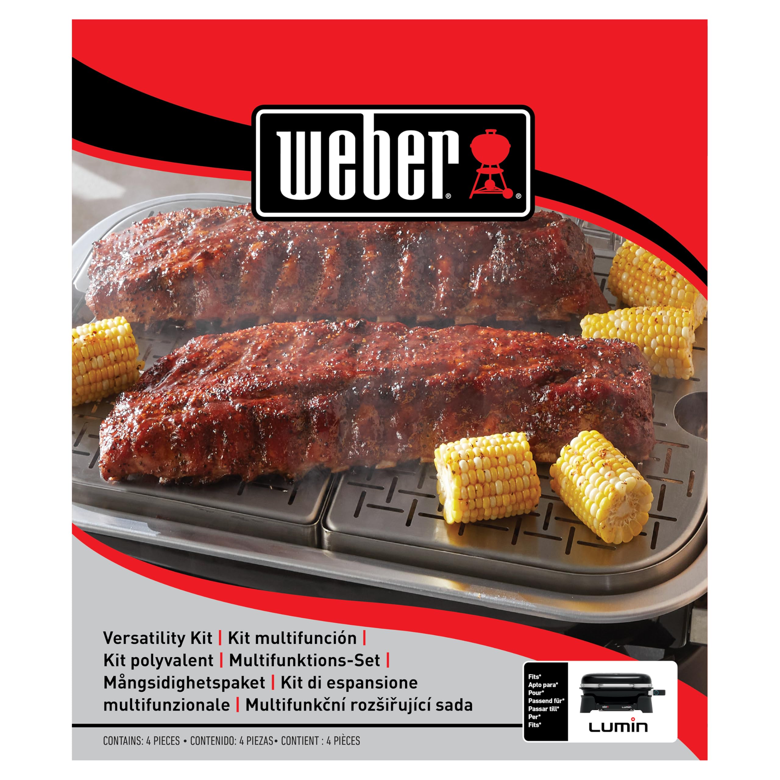 Weber Lumin Set versatilità Medium/amplia Le funzioni del Grill Lumin per Cottura a Vapore, Mantenimento in Caldo e grigliatura – Nero (6614)