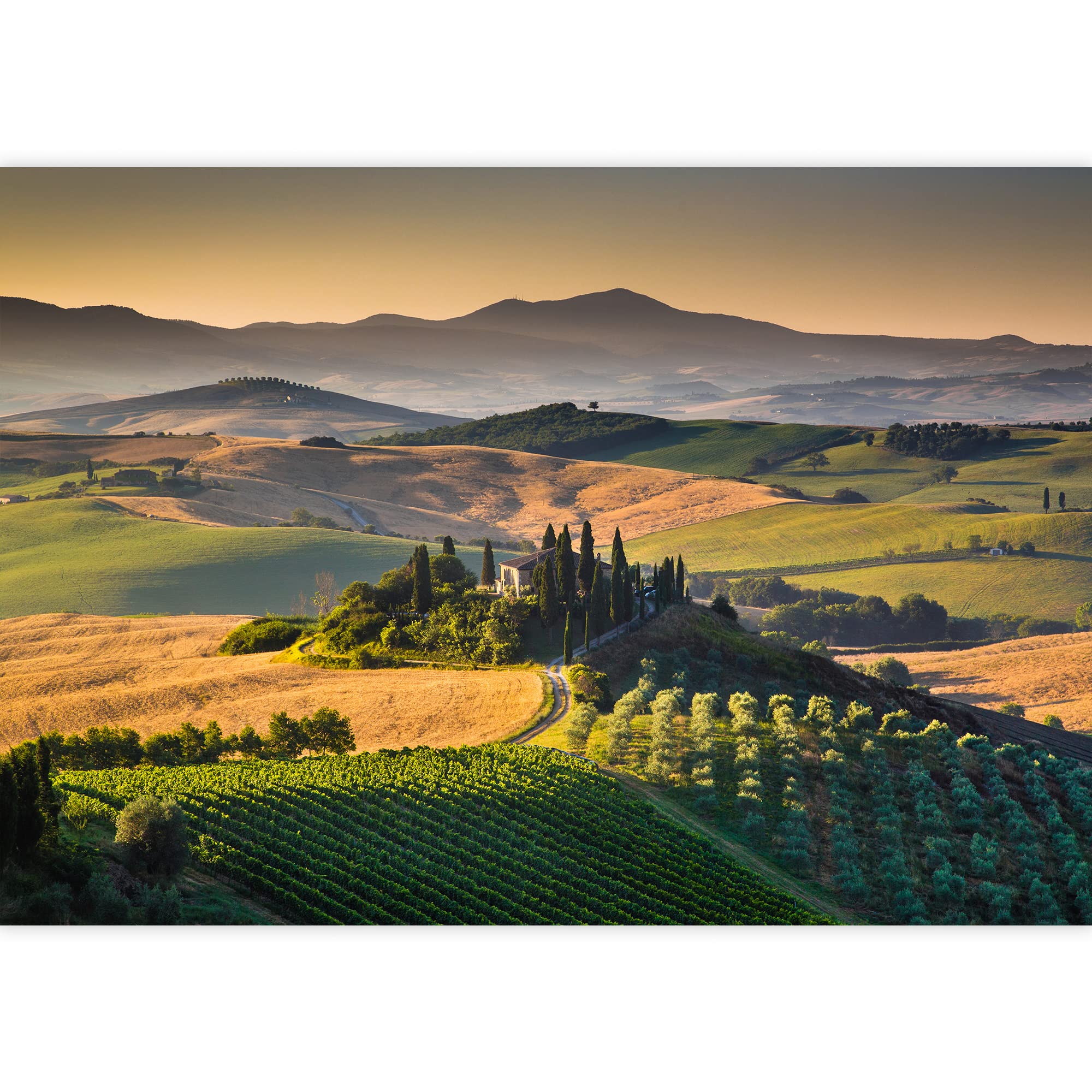 MURANO  ITALYとあります。高さは15㎝弱、幅　奥行は6㎝弱です。 Amazon.com: wall26 - Scenic Tuscany Landscape with Rolling Hills