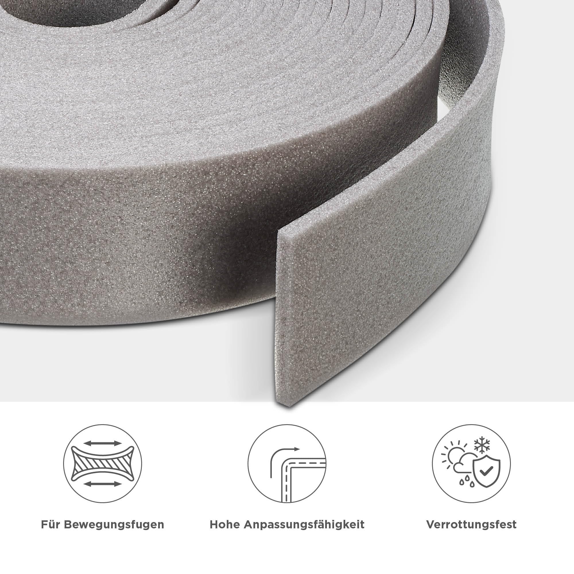 blizz-z Pflasterfugenband PE grau Länge: 10 m x Höhe: 10 cm x Stärke: 10 mm (1 Rolle) | Dehnfugenband für Garten- und Terrassenpflaster Fugenfüller | Made in Germany