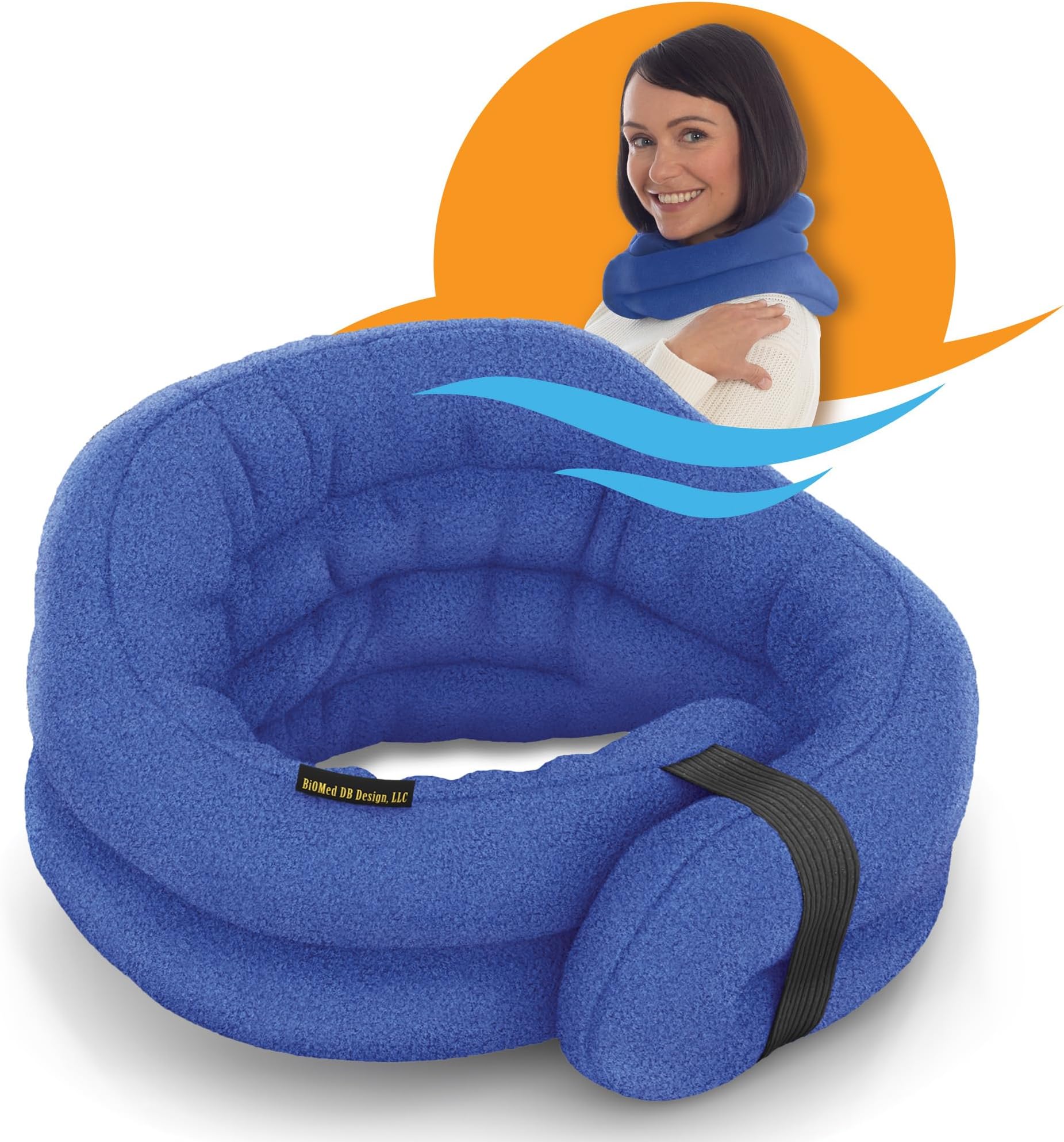 Microwave Heating Pad, Microwavable Heated Neck and Shoulder Wrap, Hands-Free Weighted Moist Hot or Cool Pack, Soft Fleece Cover and Flaxseed Filling, 26 Inch Length, SkyBlue