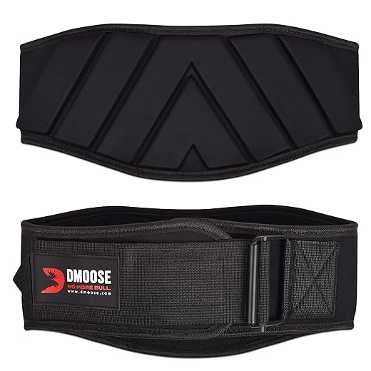 DMoose Fitness Weight Lifting Belt, Comfortable Lumbar & Back Support, Auto Locking Weight Belt to Keep Body in Proper Shape, 6 Inch Gym Belt for Squats, Deadlift, Cross Training for Men & Women