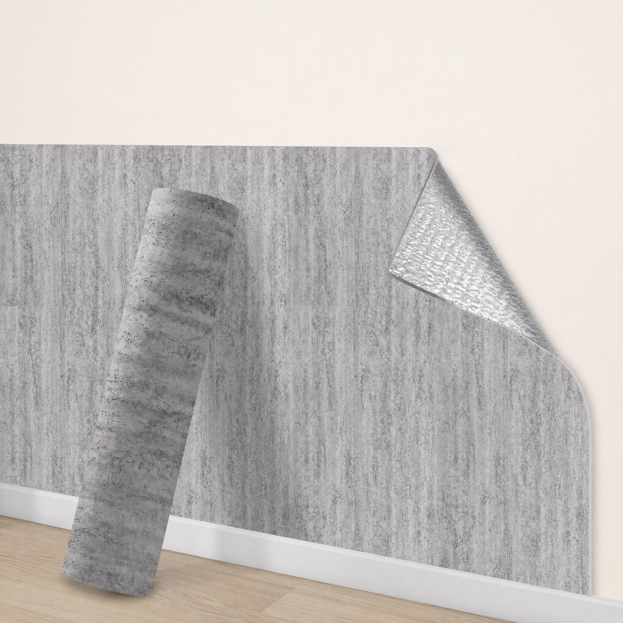 Tarwanear Concrete Look Tile Stickers 2 Roll 300x40cm Peel and Stick on Grey Tiles Self Adhesive Waterproof Oil Proof Wall Tiles Industrial PVC Stickers DIY Home Decor for Kitchen Bathroom