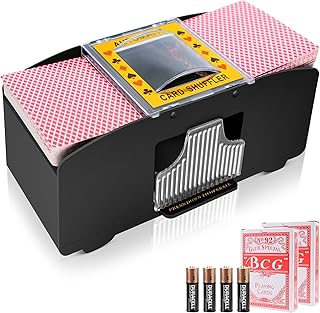 Sponsored Ad - Card Shuffler, Automatic Card Shuffler 1/2 Desk with Battery & 2 Pairs Poker, Electric Card Shuffler for Po...
