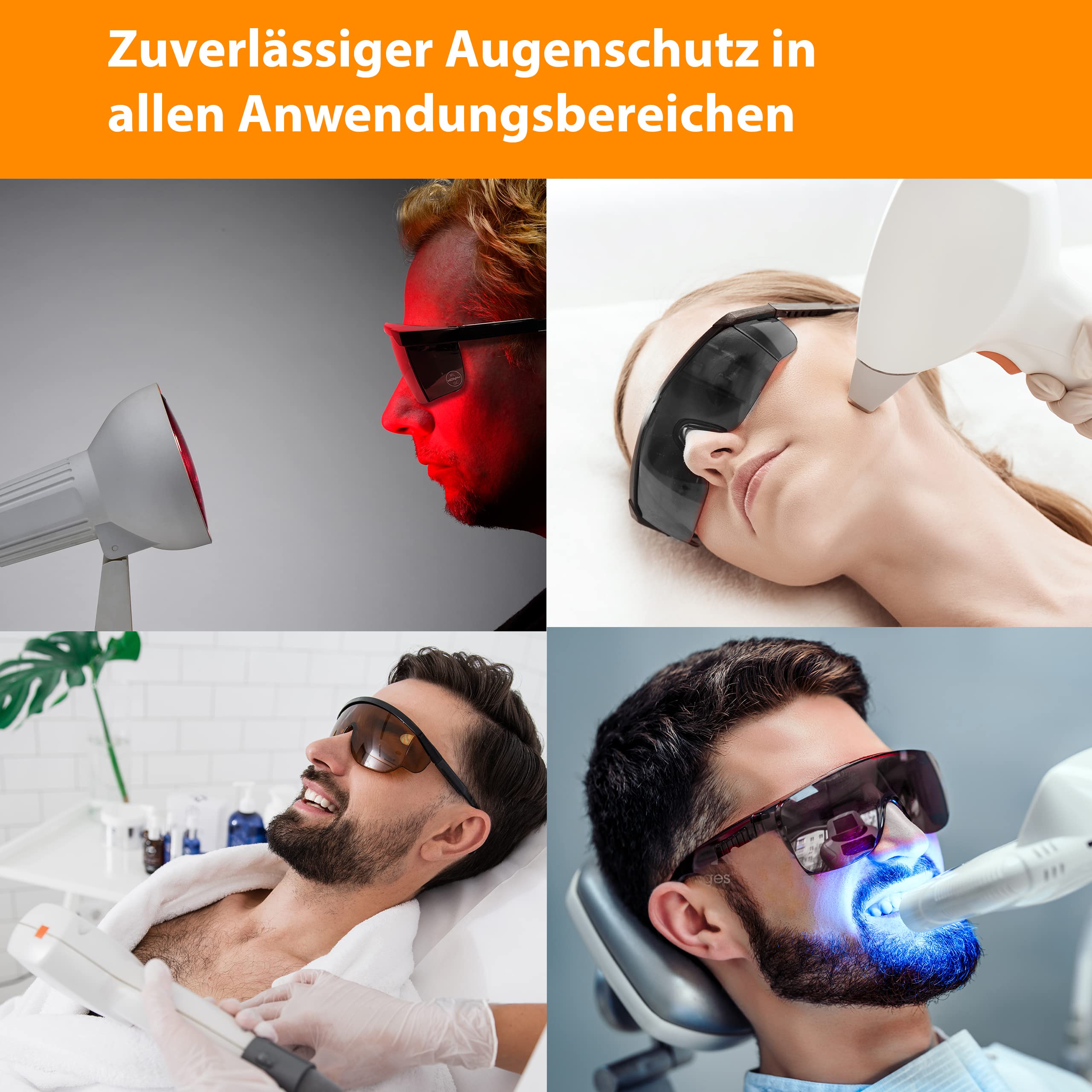 UV Pulse Protect 700 PSA/PPE – UV Schutzbrille auch für Schutz vor Rotlicht & IPL Haarentfernung I zertifizierter Augenschutz nach DIN 166, DIN 170 & ISO 12609, Arbeitsbrille mit Seitenschutz & Bügeln
