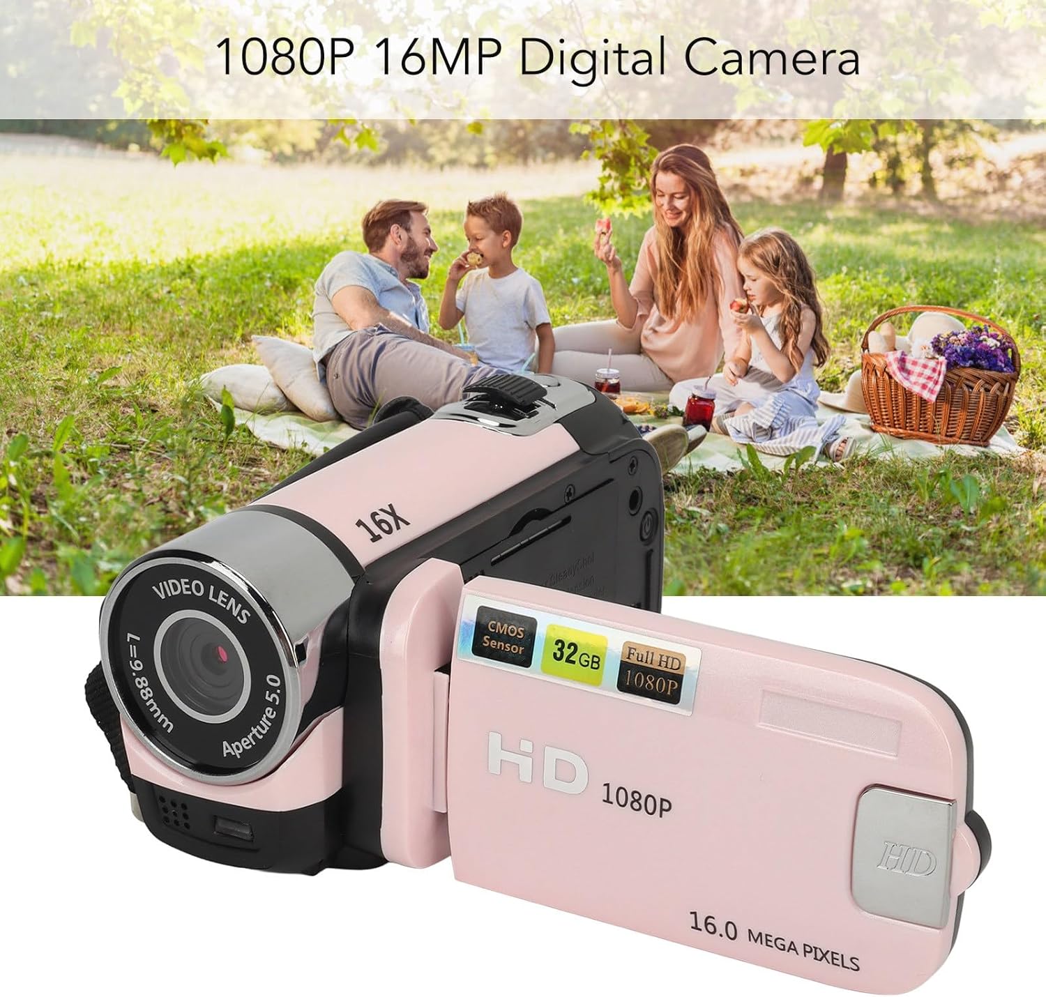 Vintage Video Camera Camcorder, 16Mp Cam Corder, 1080P Digital Camera, 2.4 Inch Rotatable Screen Camcorder, 16X Zoom HD Video Recorder with Fill Light for Teens Beginner Adult - Image 2