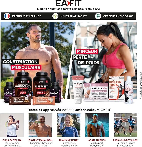 EAFIT - Pure Isolate - Whey Protein Isolate - Whey pour Prise de Masse et Musculation - 27g de Proteine, 6.5g de BCAA - Faible en sucres et matières grasses - 750 g - Vanille - Marque FR - 5