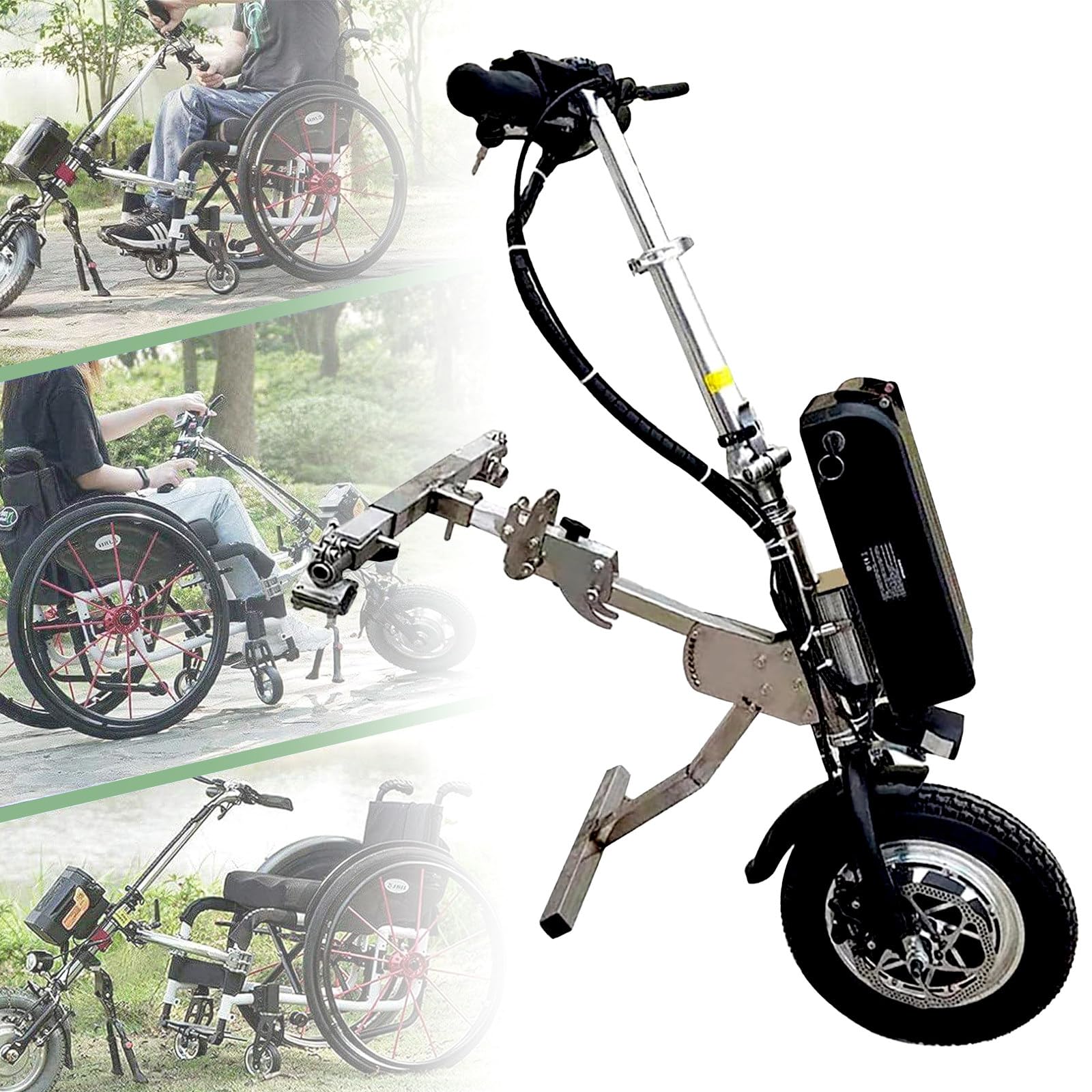 Kit de conversión de silla de ruedas eléctrica con motor de 500 W y batería para asistencia de movilidad al aire libre