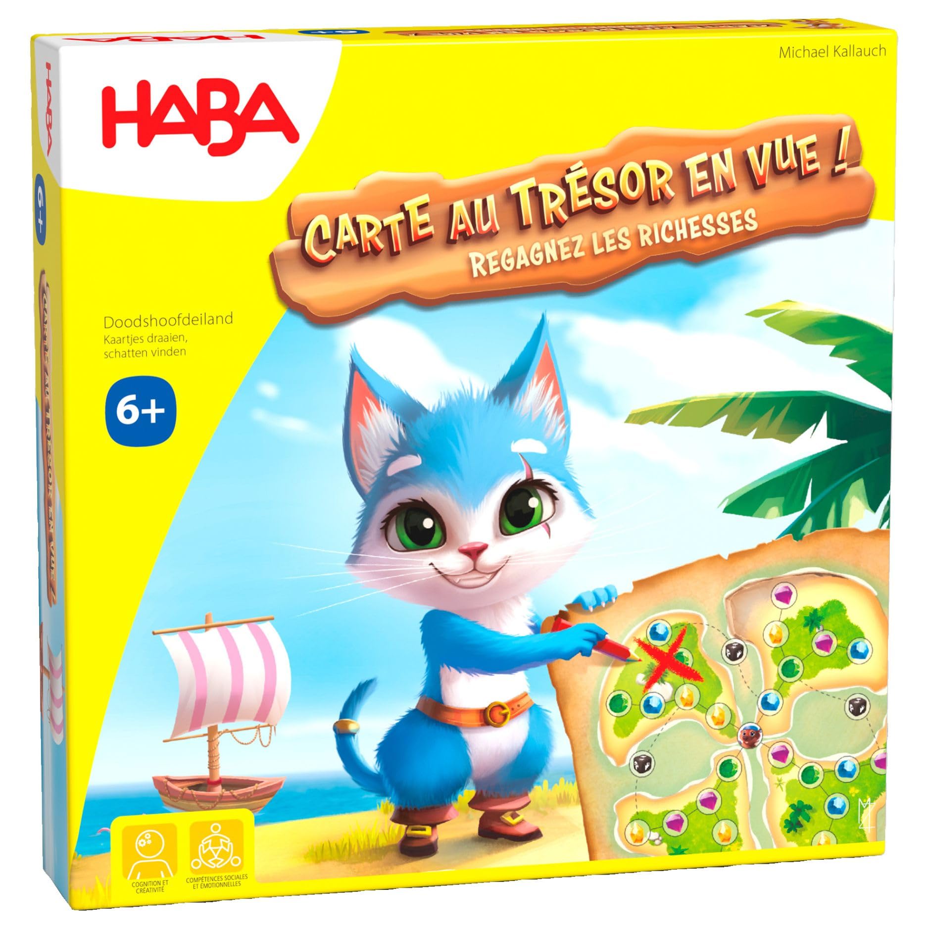 HABA AHOI Treasure Map! – Adventurous Treasure Hunt and Dice Game – Experience a thrilling Pirate Game with A 3D Boat to collect coins – 2011824002