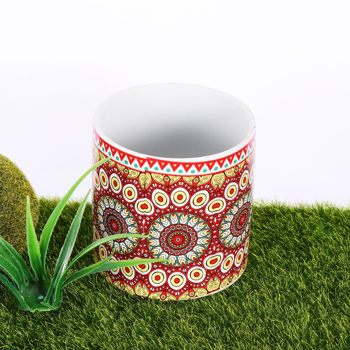 Milisten 4 Stücke Mandala Blumentopf aus Keramik Sukkulenten Pflanzgefäß Kreativ für Kakteen und Pflanzen für Deko zu Hause und Büro Feine Verarbeitung