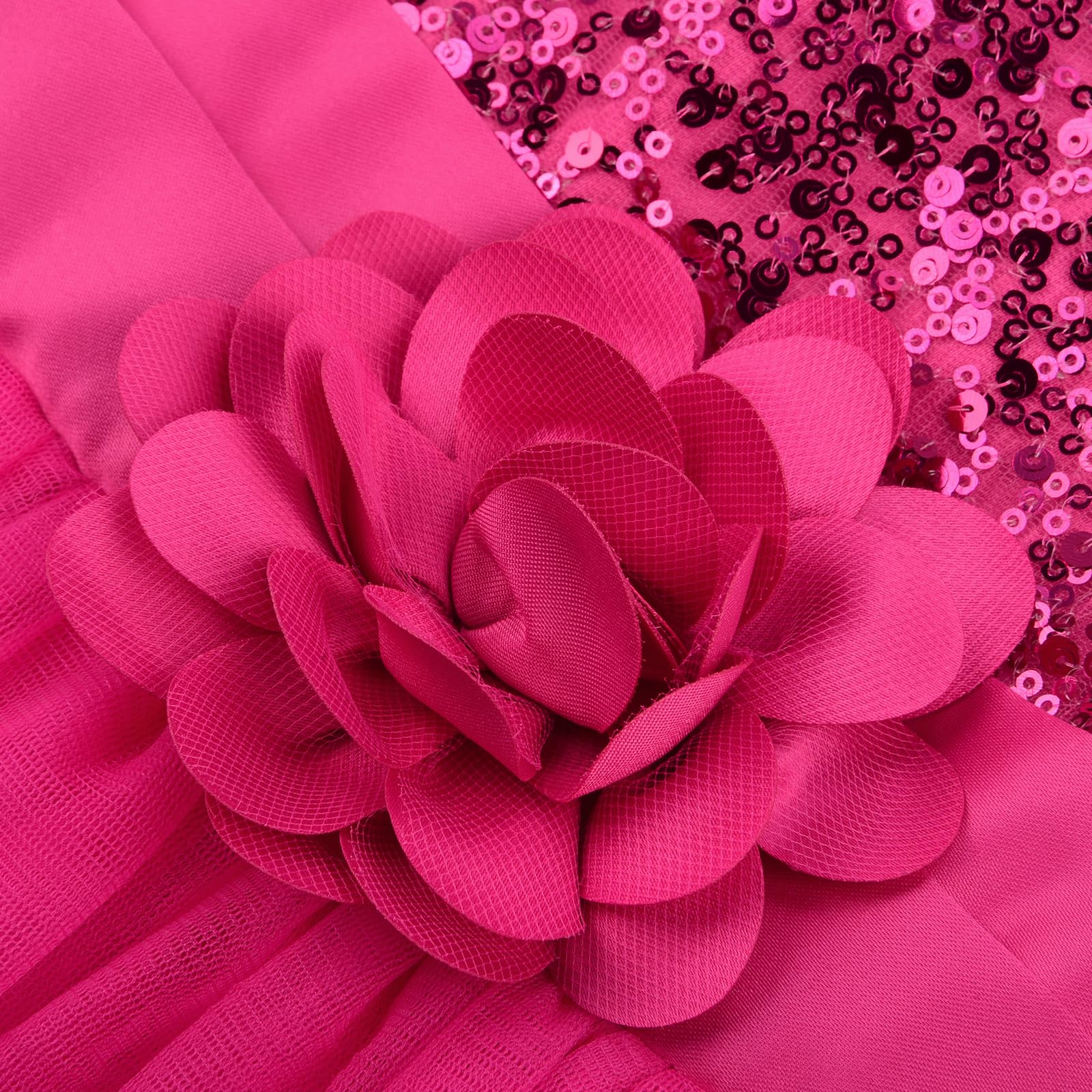 JerrisApparel Petite Fille Paillette Fête Fleur Robe de Cérémonie Bal Banquet Tulle