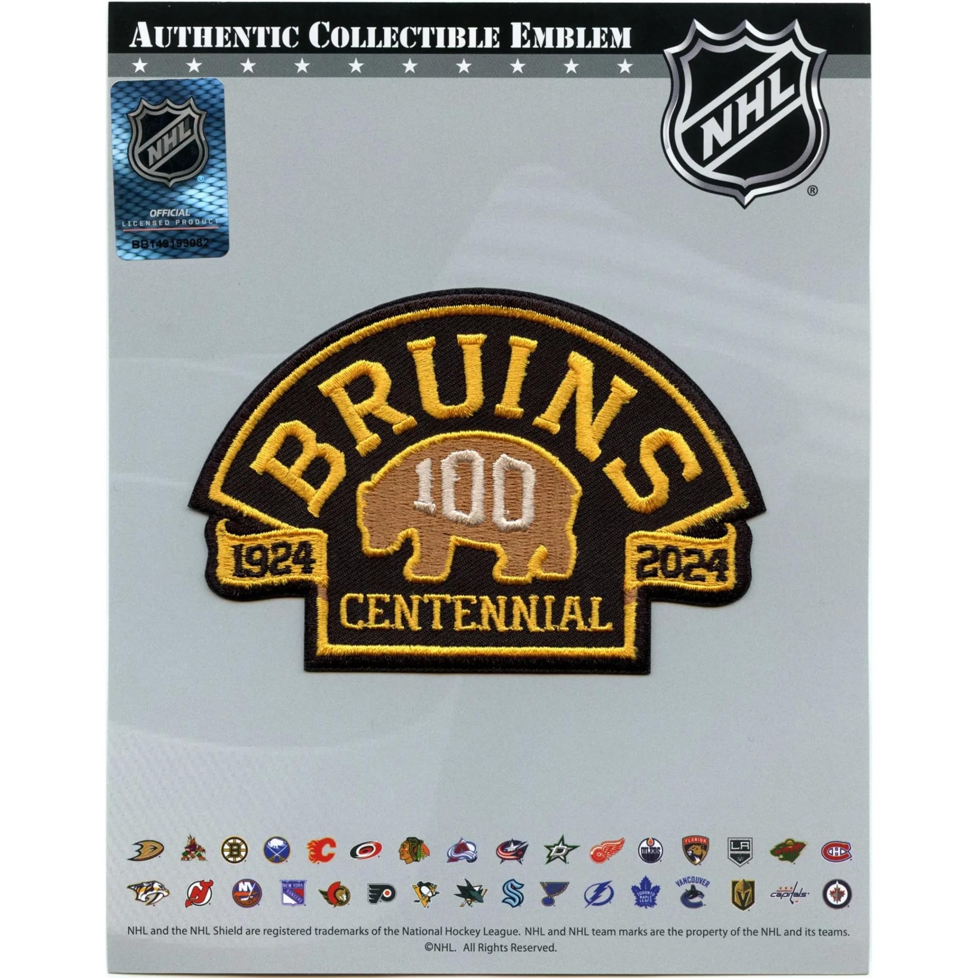 Boston Hockey 100th Anniversary Commemorative Embroidered Jersey Patch, Bronze