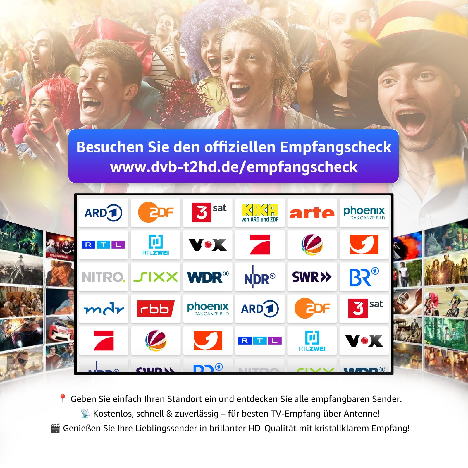 TV Antennenverstärker DVB-T2 HD 4K, USB Signalverstärker für TV Antenne, Antennen Booster zur Verbesserung des Empfangs, kompatibel mit Zimmerantenne, Smart TV, Receiver