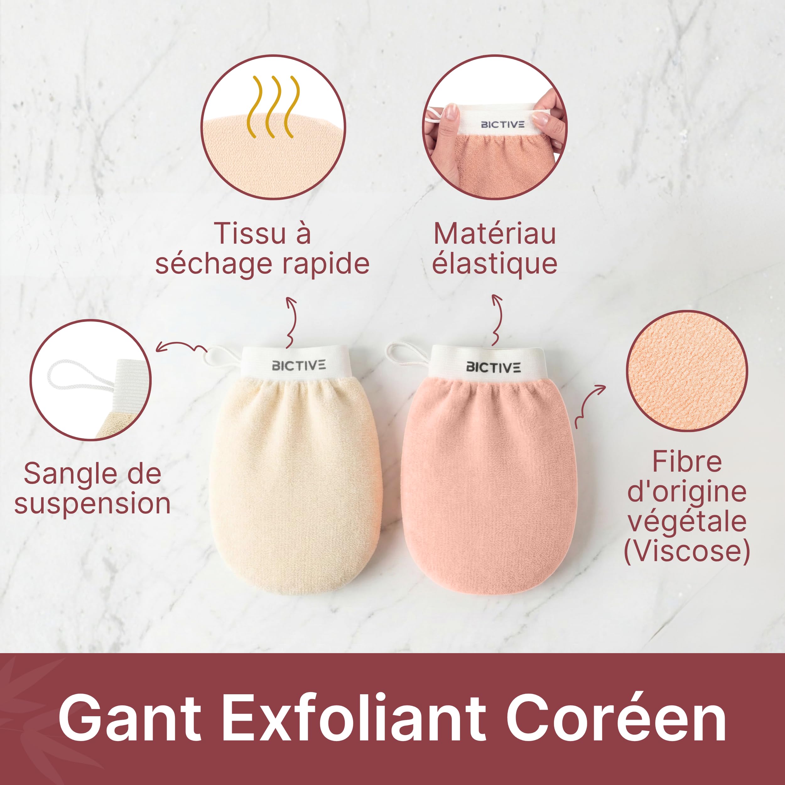 Gants Exfoliants pour le Corps. Gant Kessa qui Adoucit et Embellit la Peau. En Fibres D'origine Végétale. Gant de Crin pour Gommage sous la Douche. Gant Hammam. Deux Unités