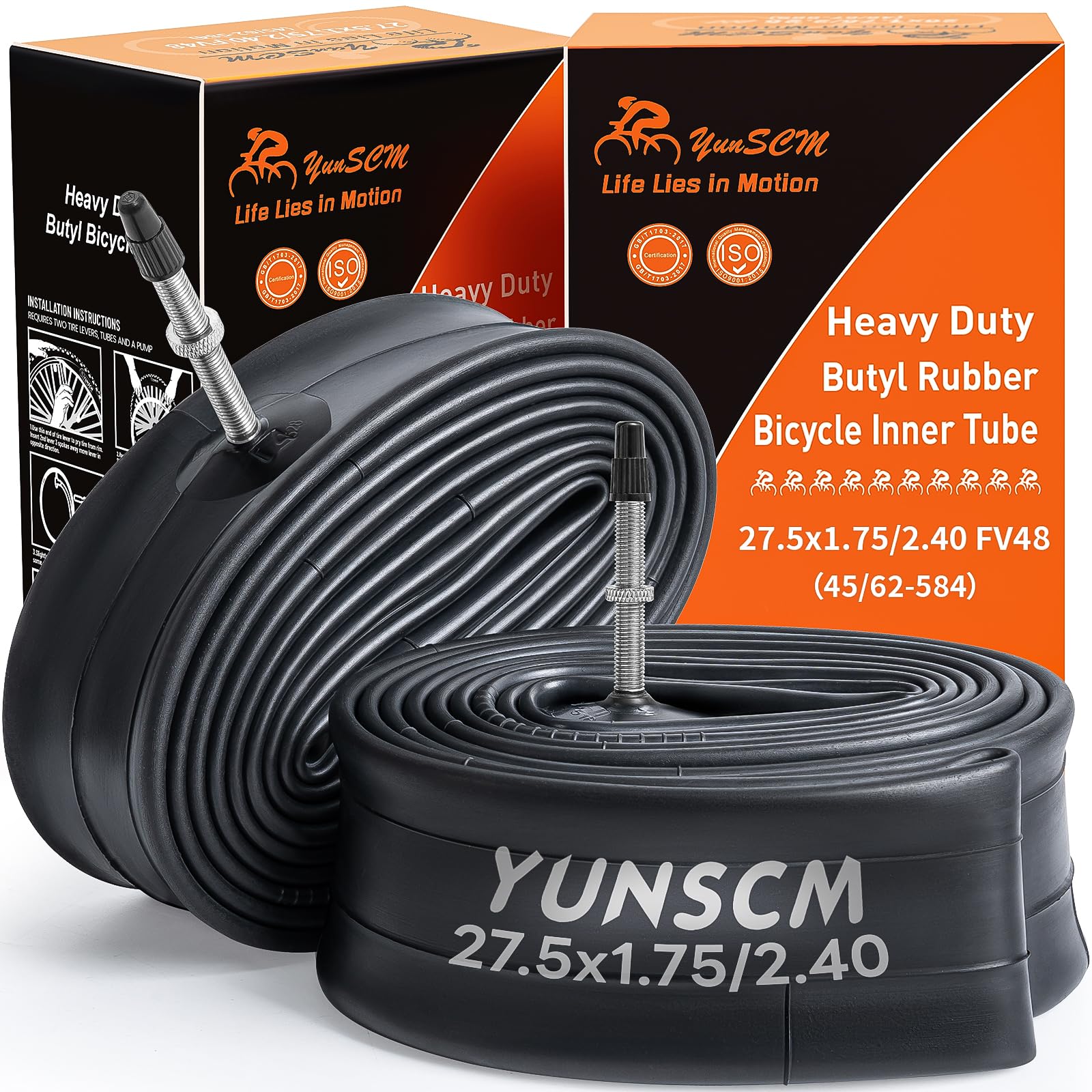 2-PCS 27.5" Heavy Duty Bike Tubes 27.5x1.75 27.5x1.95 27.5x2.125 27.5x2.25 27.5x2.35 27.5x2.4 FV48 45/62-584 27.5" Bicycle Tubes Compatible With 27.5x1.75/2.40 Presta Valve Bike Tire Tubes