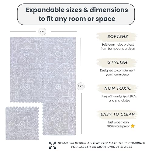 Miniatura 7 de Eden - Tapetes de juego para bebés (4 x 6 pies) - Tapete de juego de espuma EVA prémium para bebés y niños pequeños - Perfecto para el tiempo boca